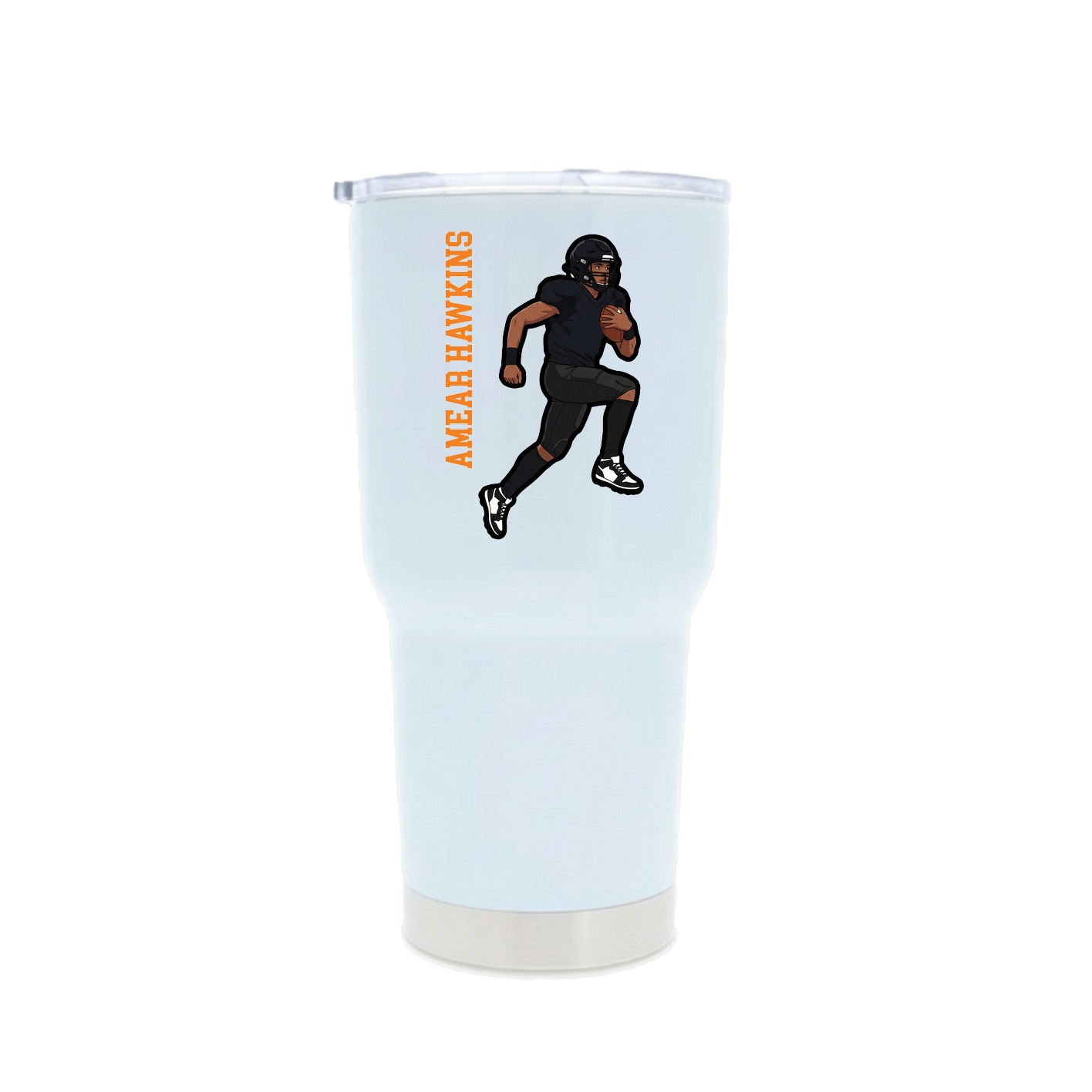 30oz Stainless Steel Tumbler — Name Vertical in White