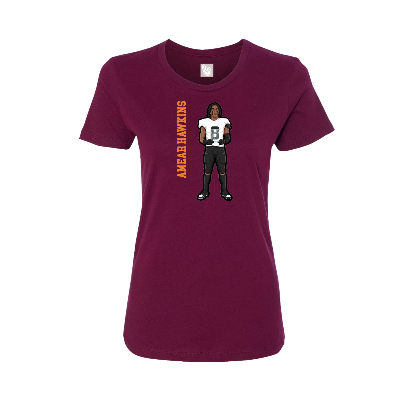 Womens Tee — Name Vertical in Maroon