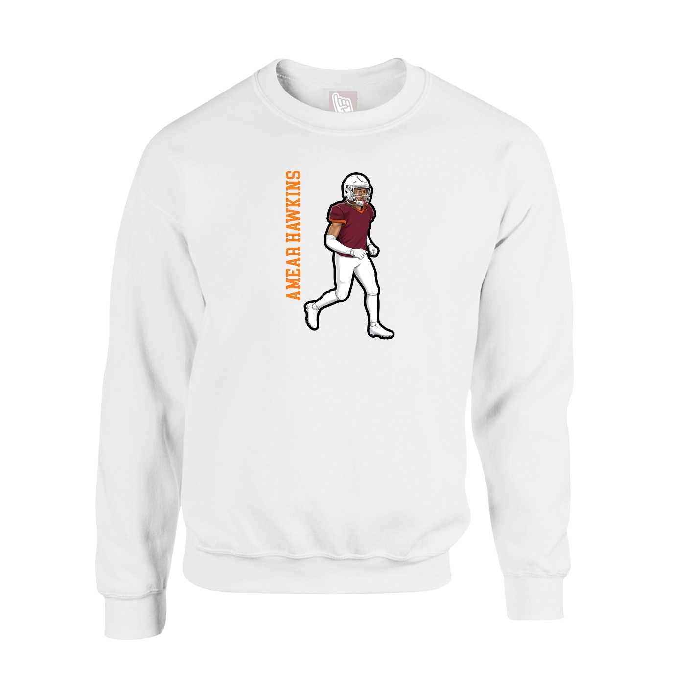 Fleece Crew — Name Vertical in White