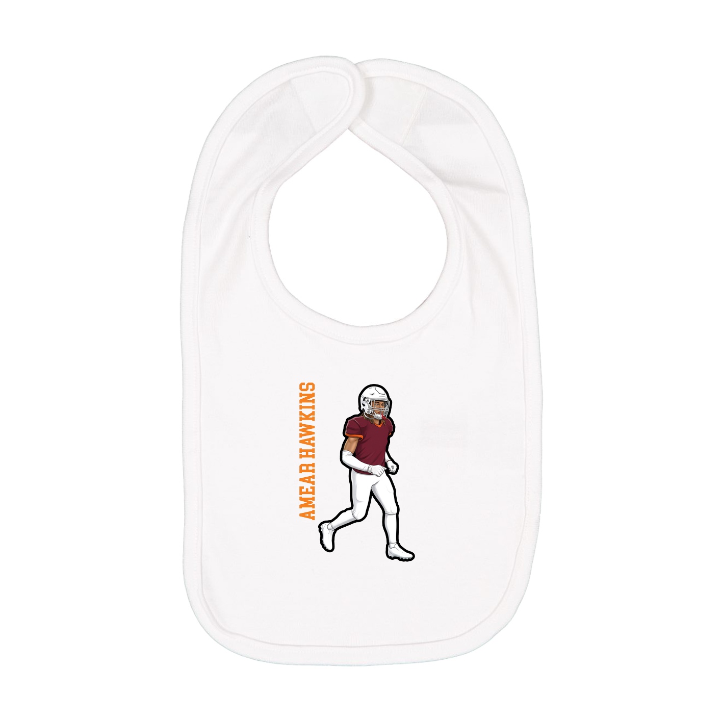 Infant Bib — Name Vertical in White