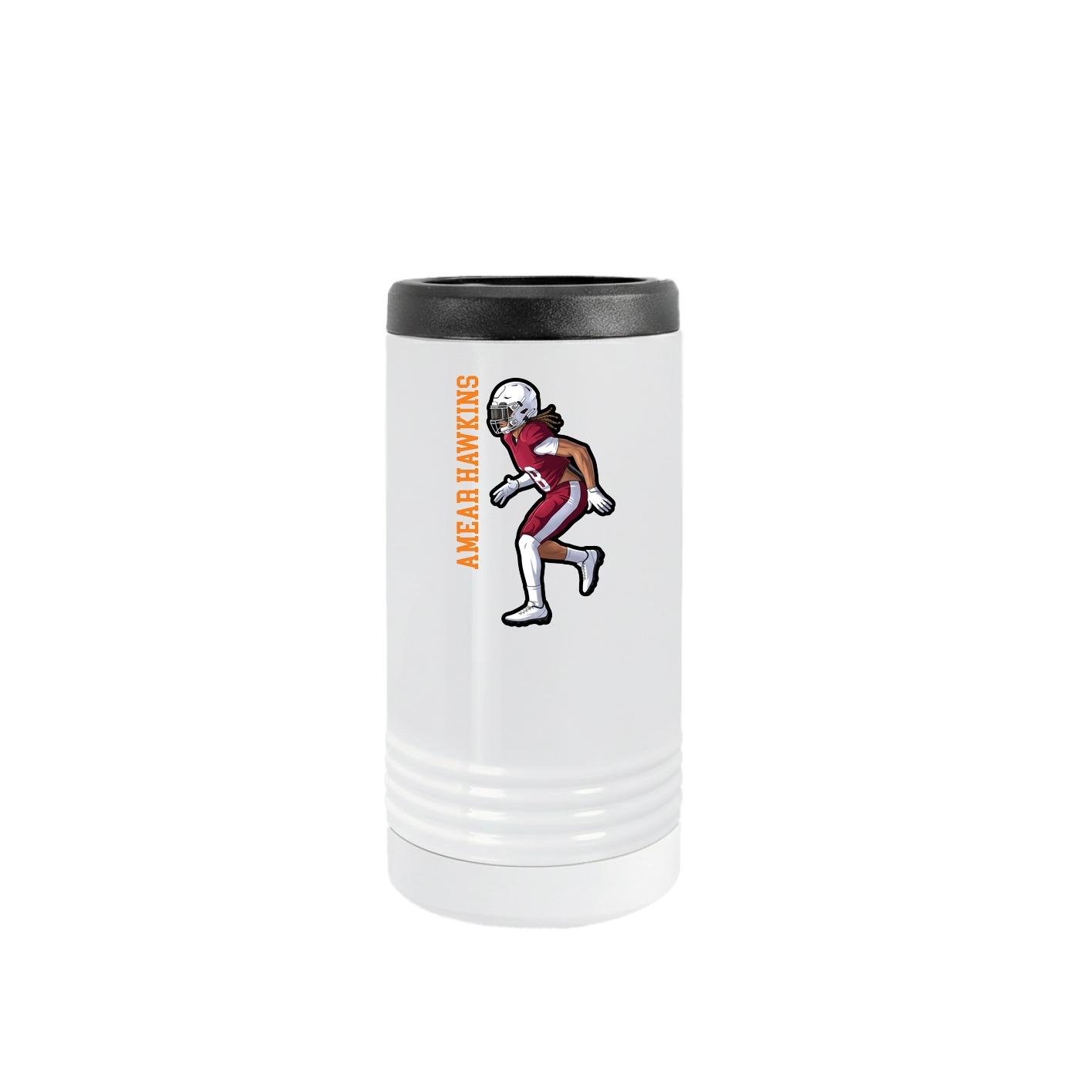 Slim Beverage Holder — Name Vertical in White