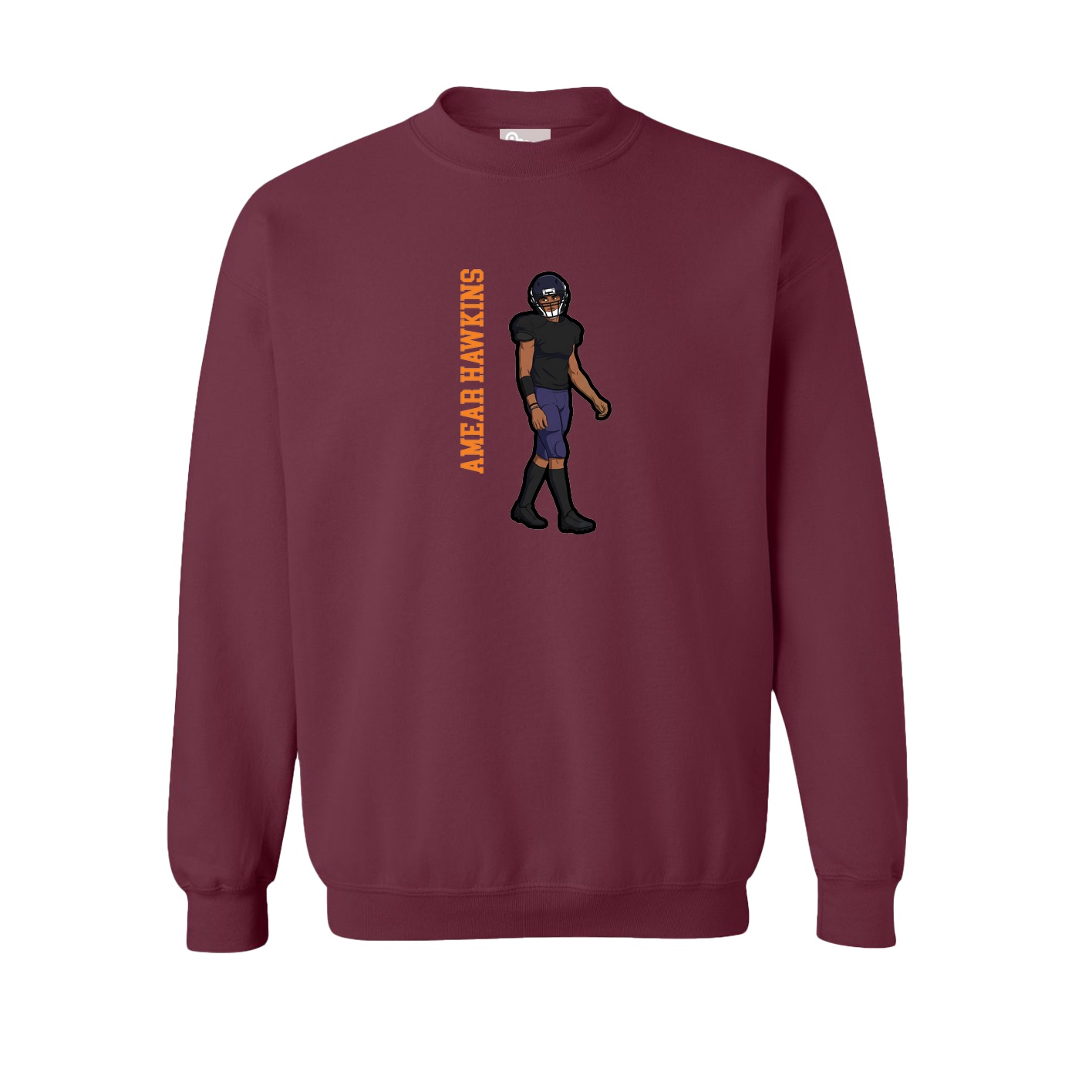 Fleece Crew — Name Vertical in Maroon