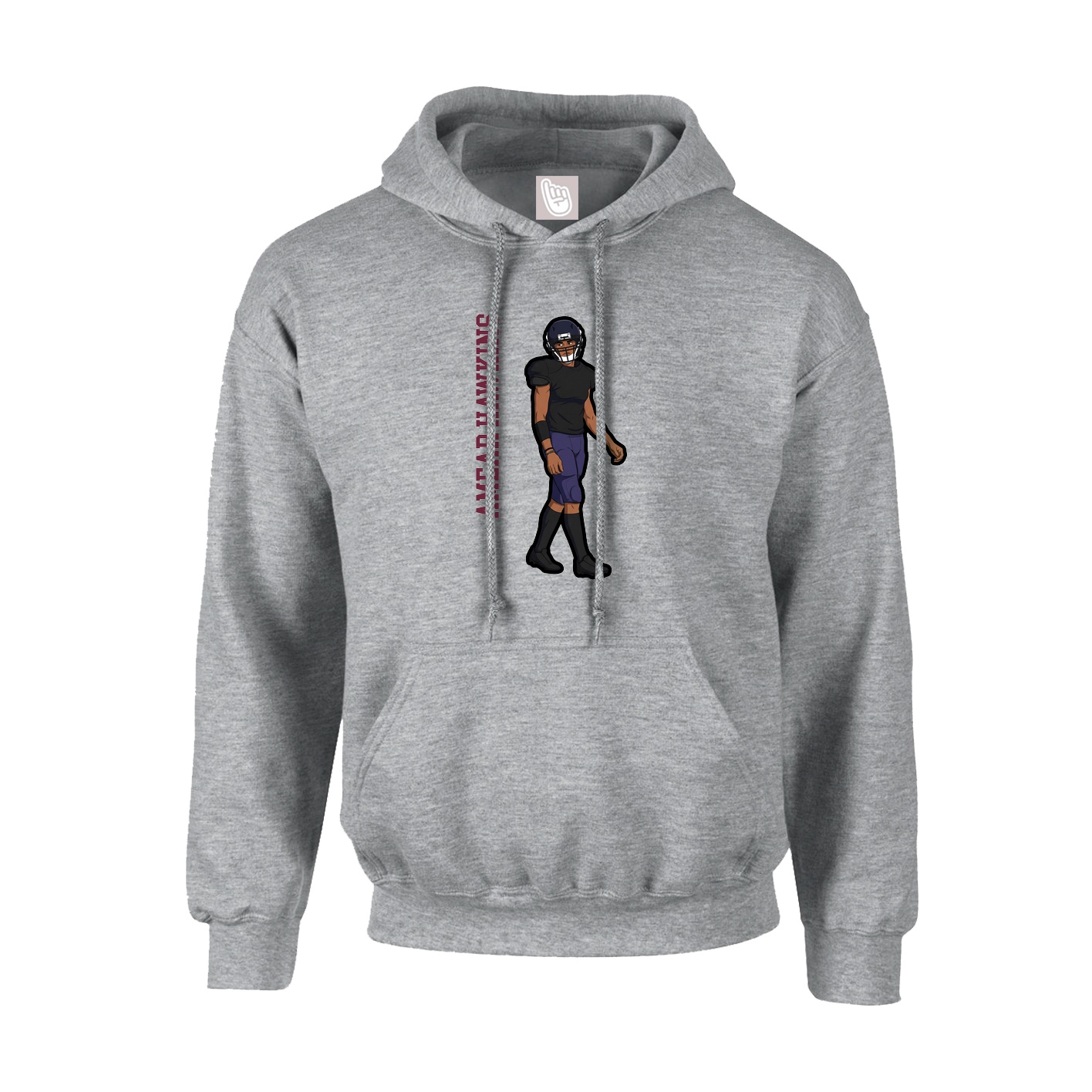 Youth Hoodie — Name Vertical in Grey