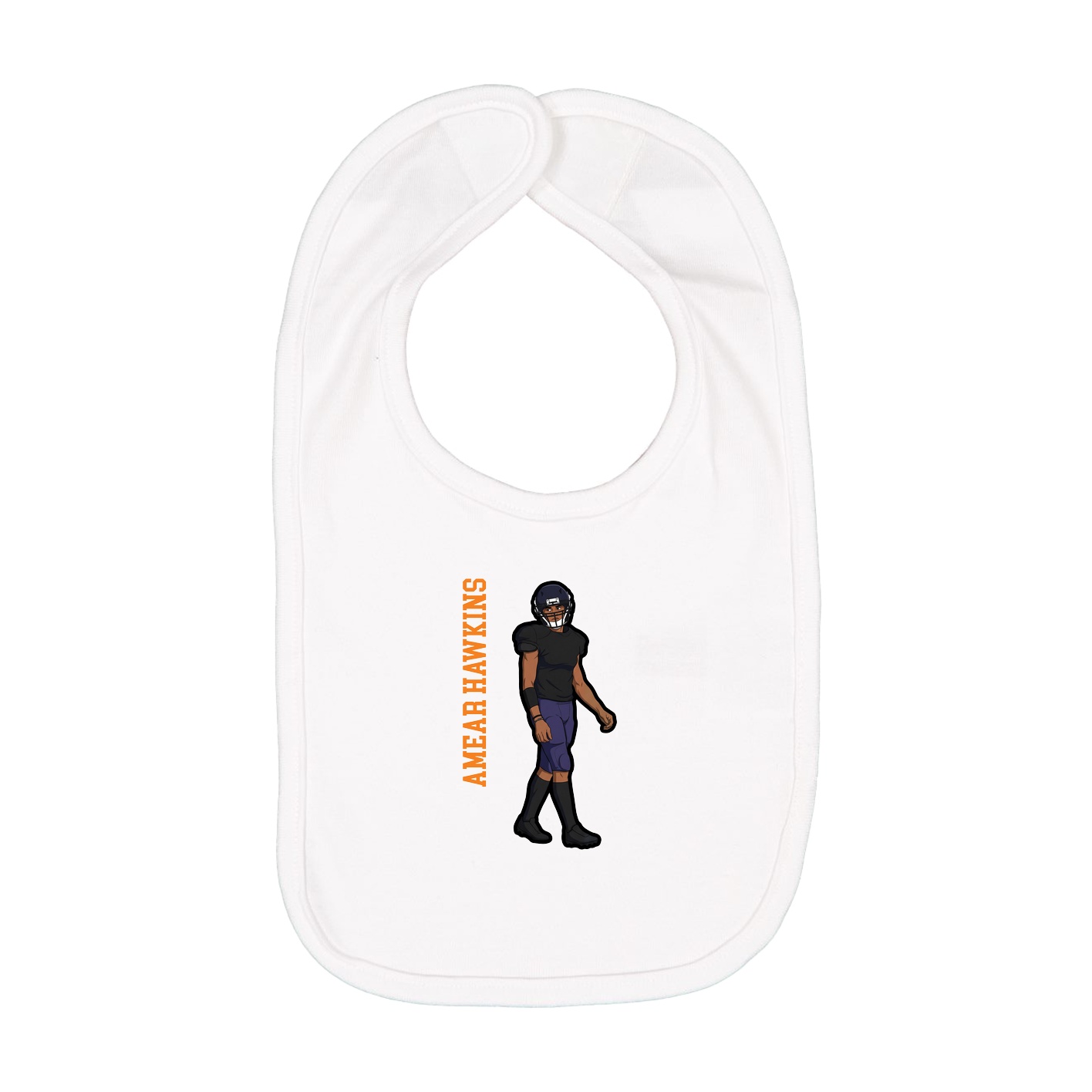 Infant Bib — Name Vertical in White