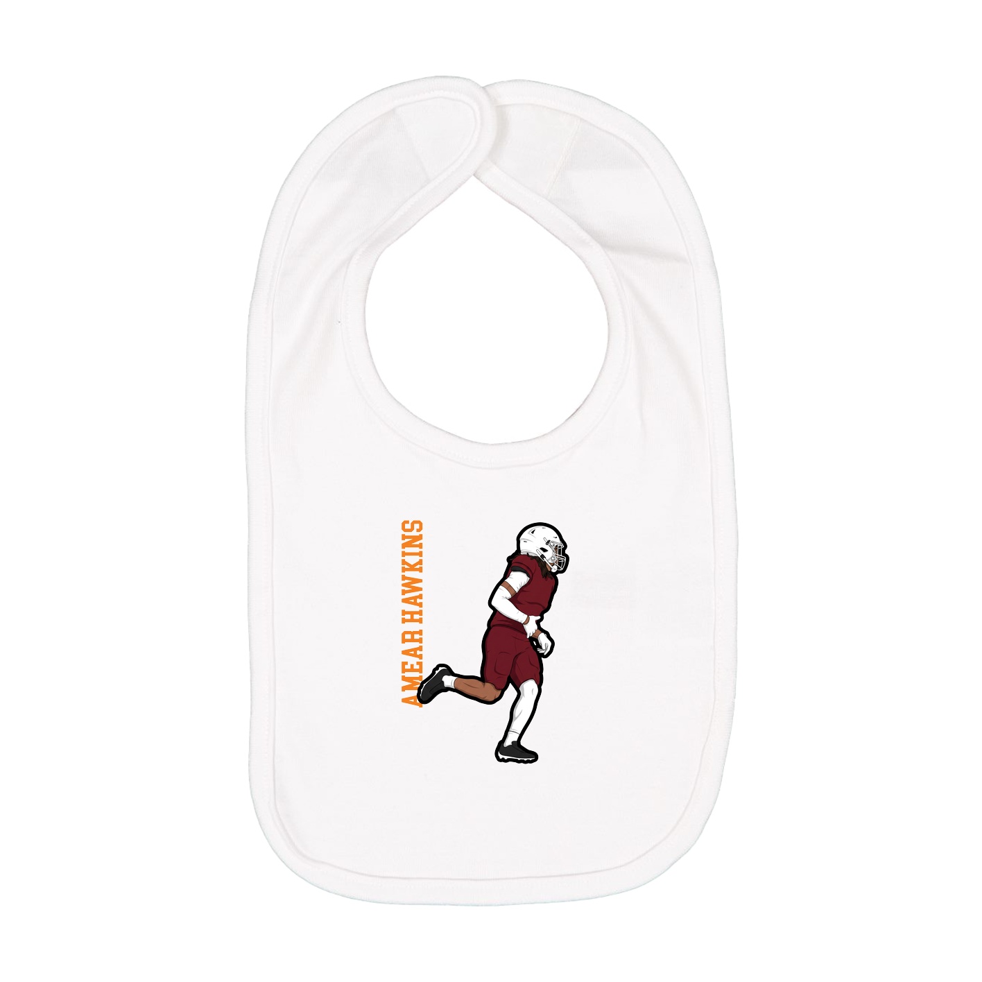 Infant Bib — Name Vertical in White