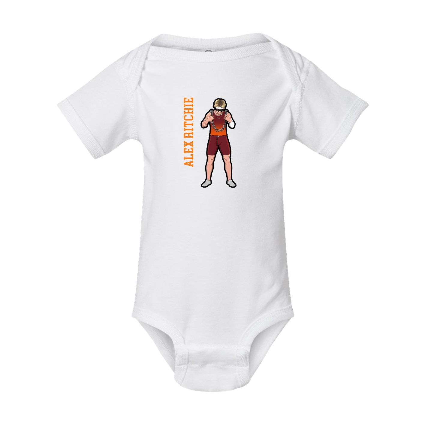 Baby Onesie — Name Vertical in White