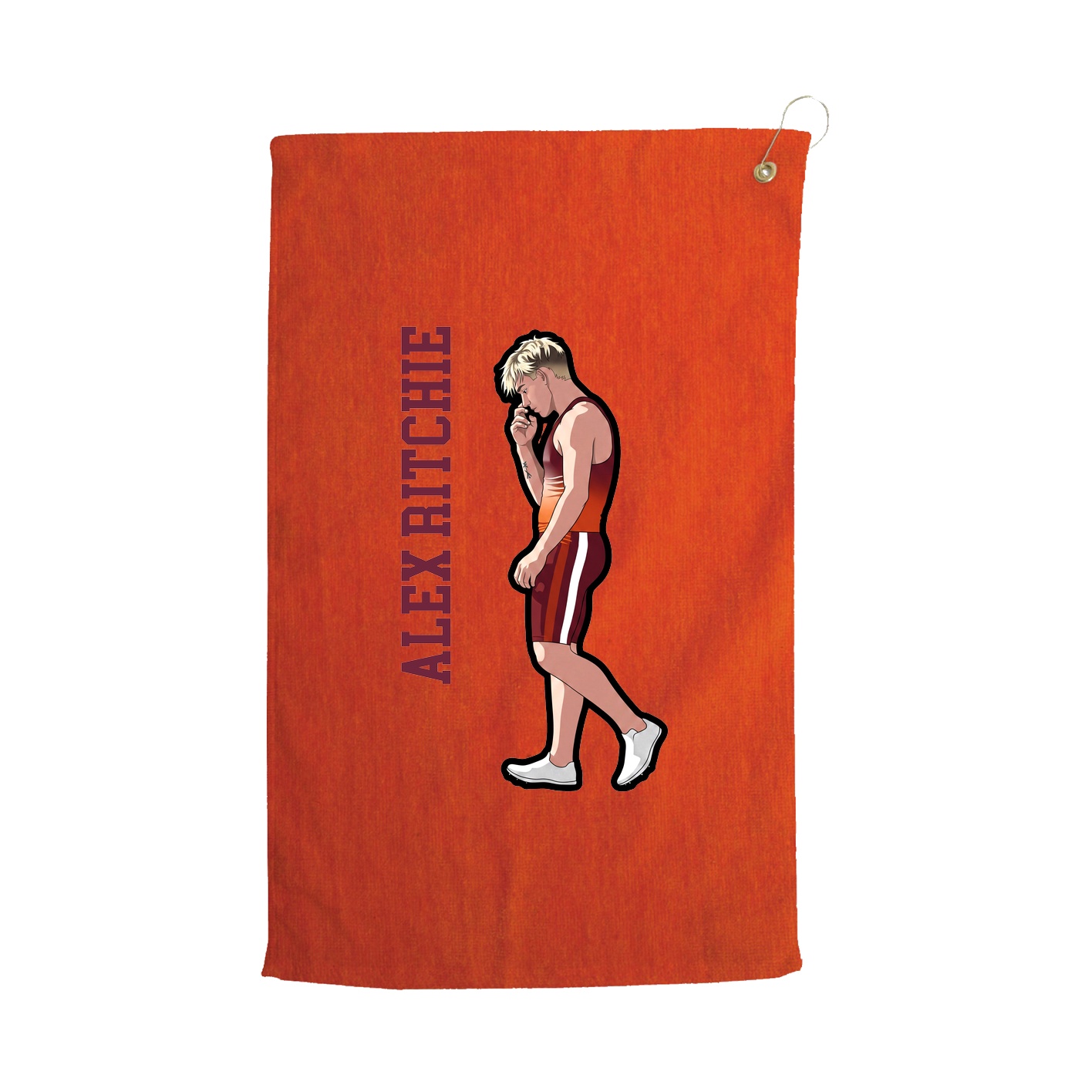 Golf Towel — Name Vertical in Orange