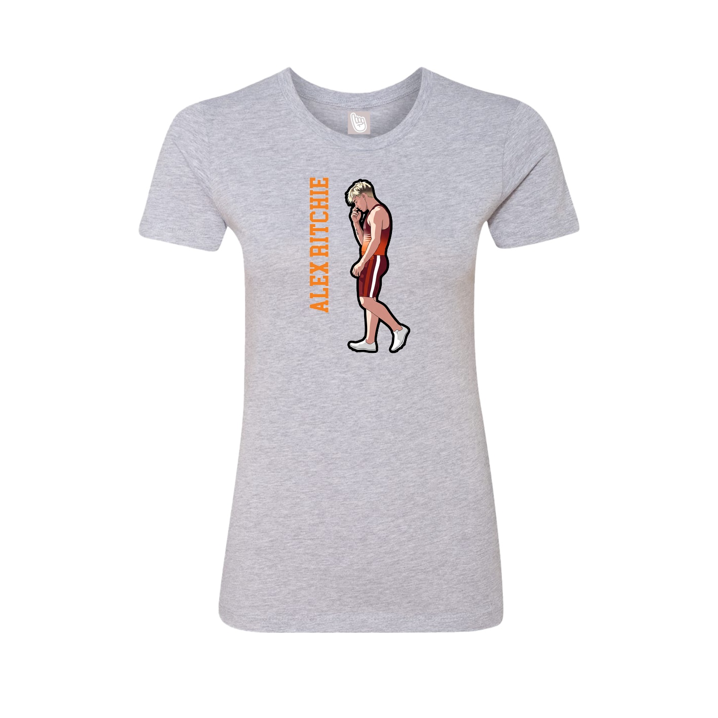 Fitted Women's Tee — Name Vertical in Grey