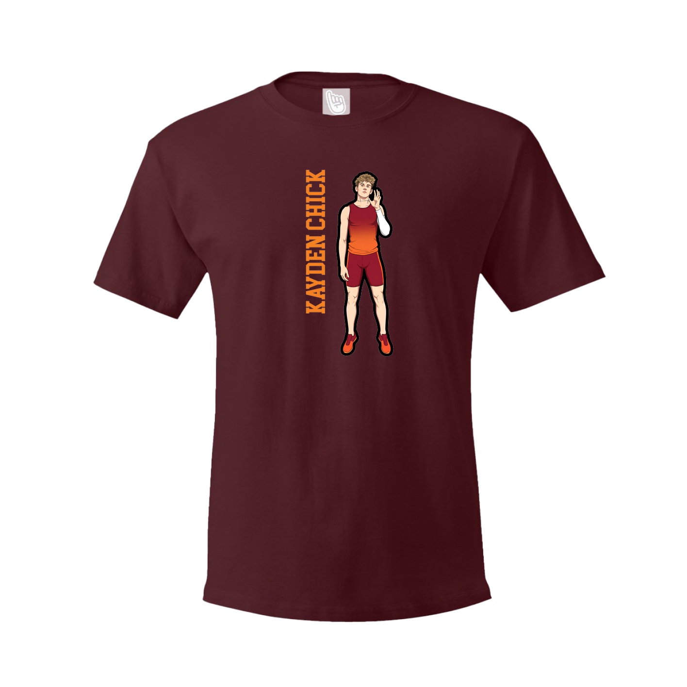 Youth Tee — Name Vertical in Maroon