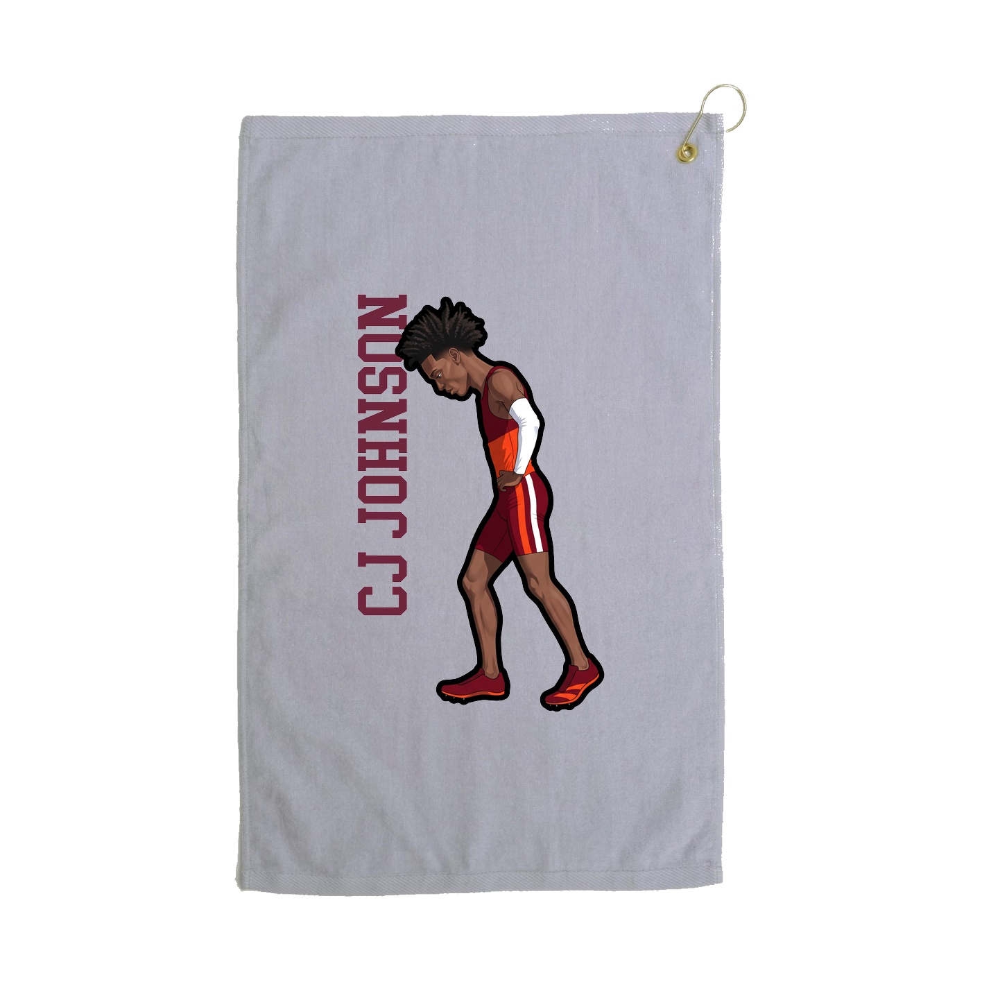 Golf Towel — Name Vertical in Grey