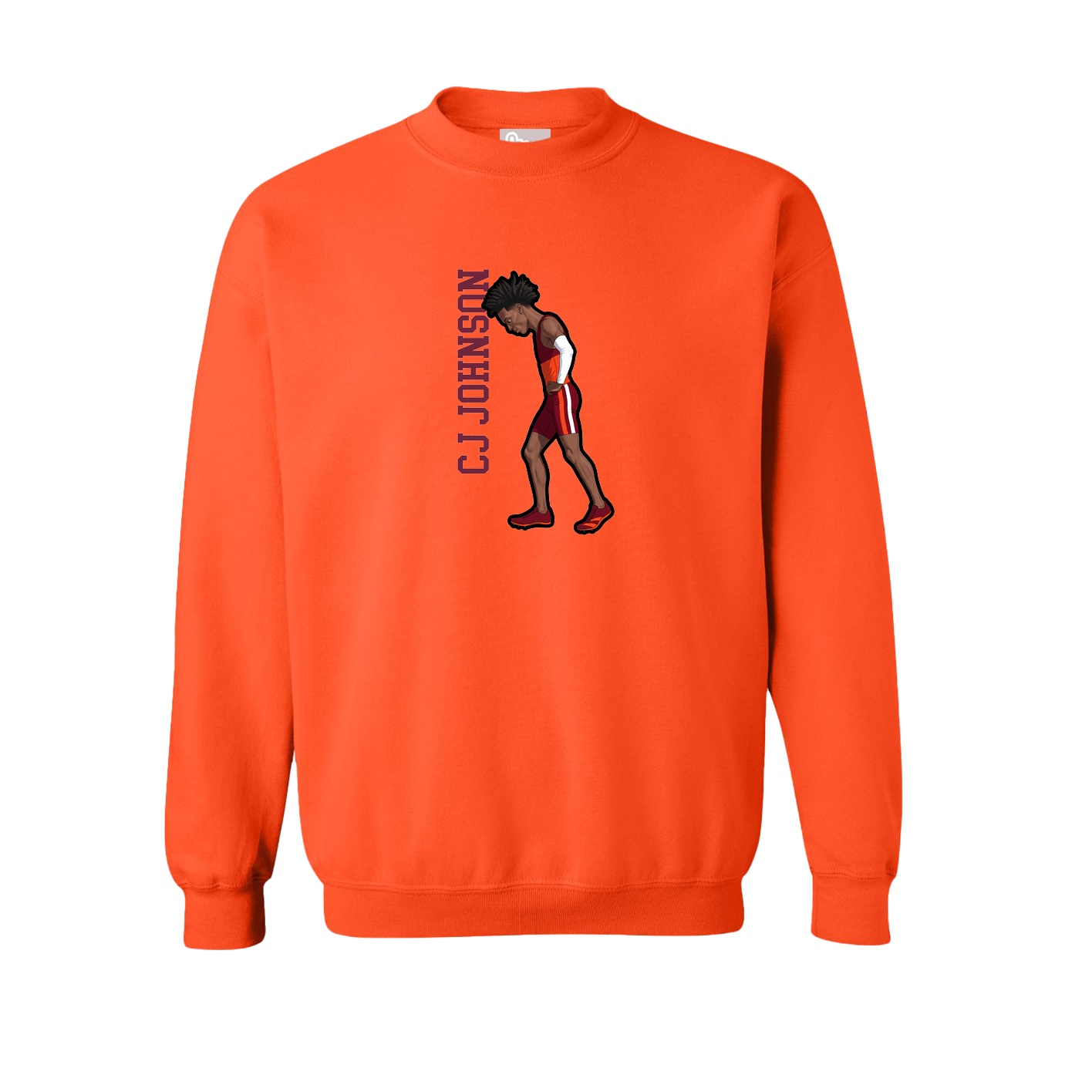 Fleece Crew — Name Vertical in Orange