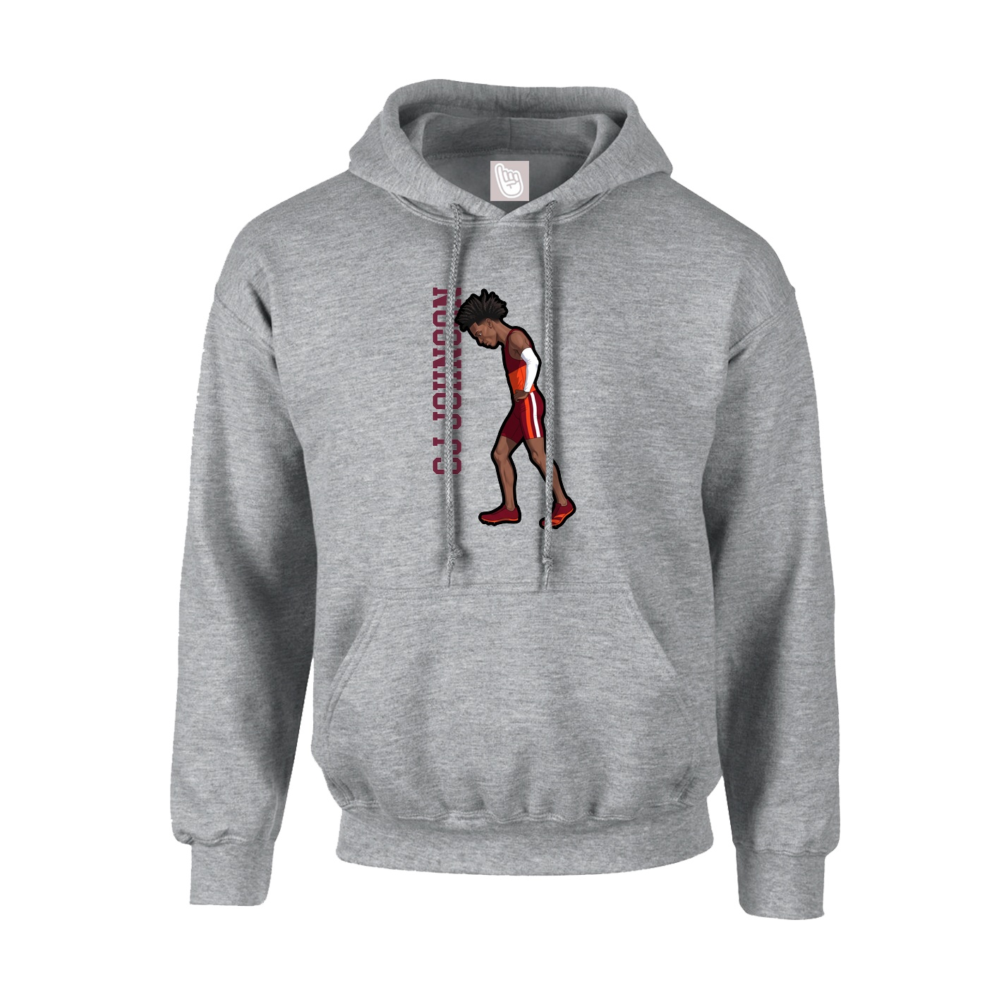 Youth Hoodie — Name Vertical in Grey