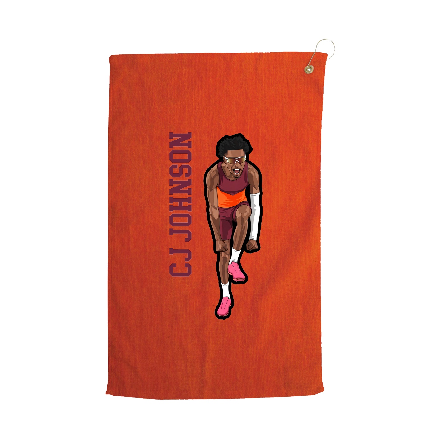 Golf Towel — Name Vertical in Orange