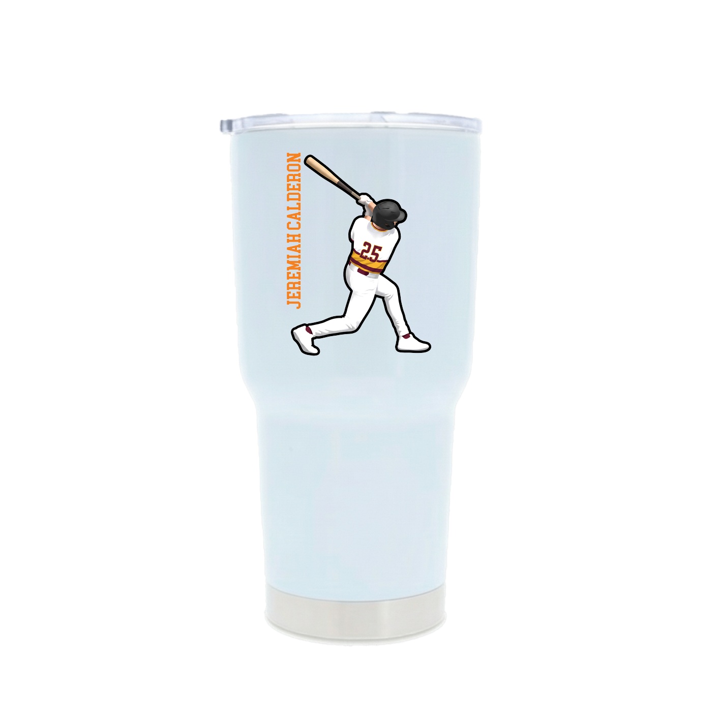 30oz Stainless Steel Tumbler — Name Vertical in White