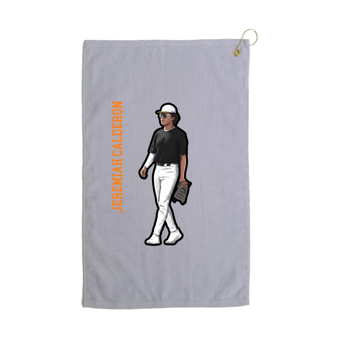 Golf Towel — Name Vertical in Grey