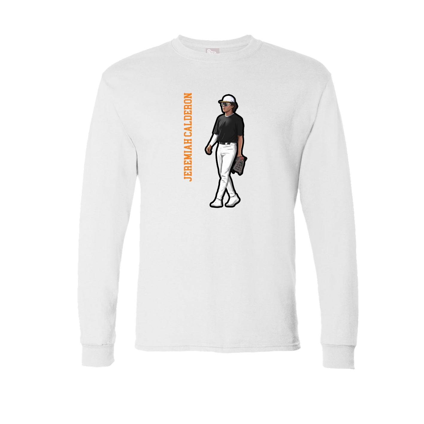 Long Sleeve Tee — Name Vertical in White