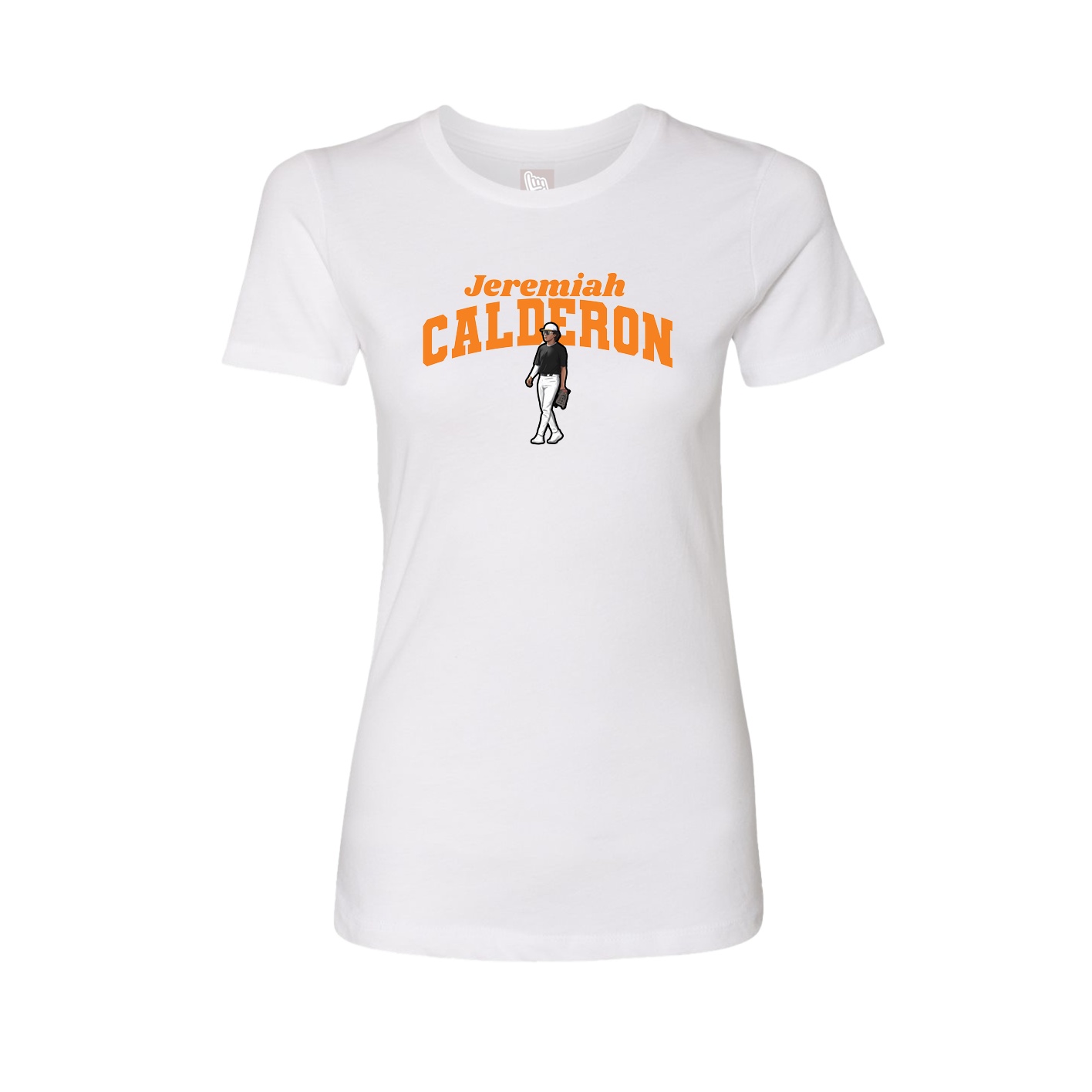 Fitted Women's Tee — Signature Arch in White