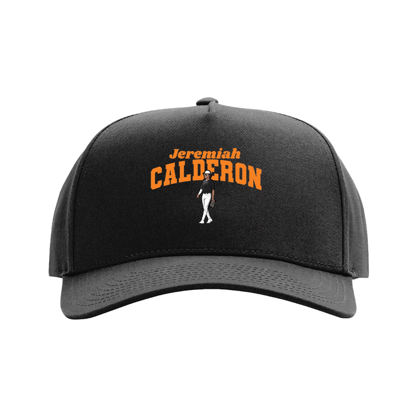 Full Fabric Five-Panel Champ Cap — Signature Arch in Black