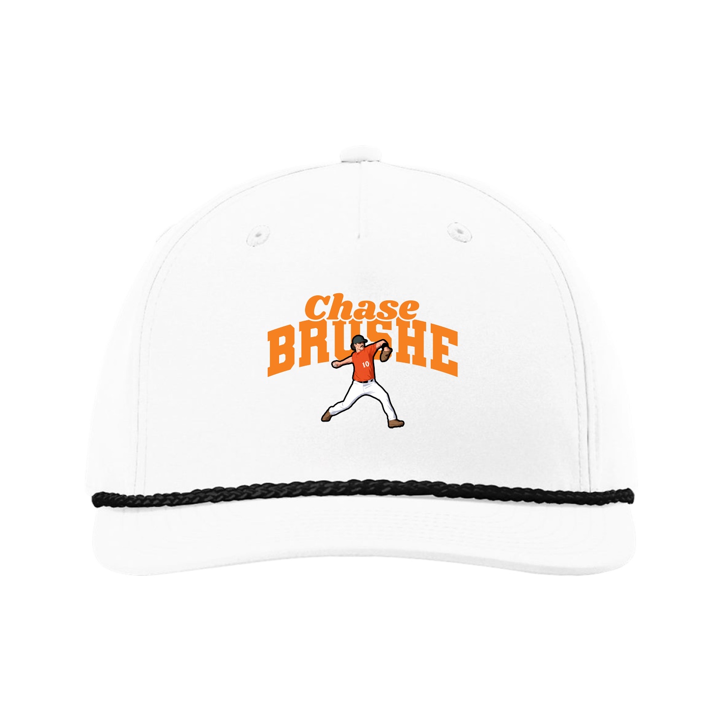 Five-Panel Classic Rope Cap — Signature Arch in White