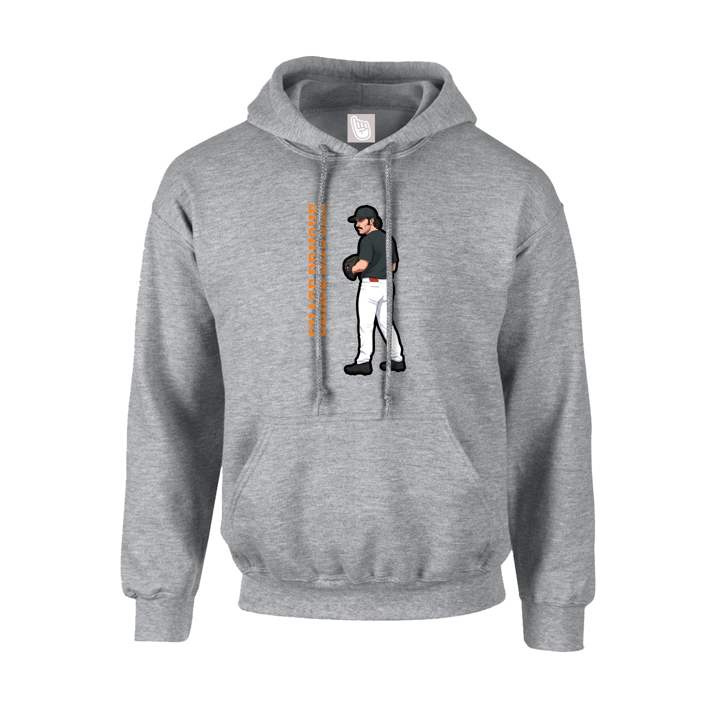 Hoodie — Name Vertical in Grey