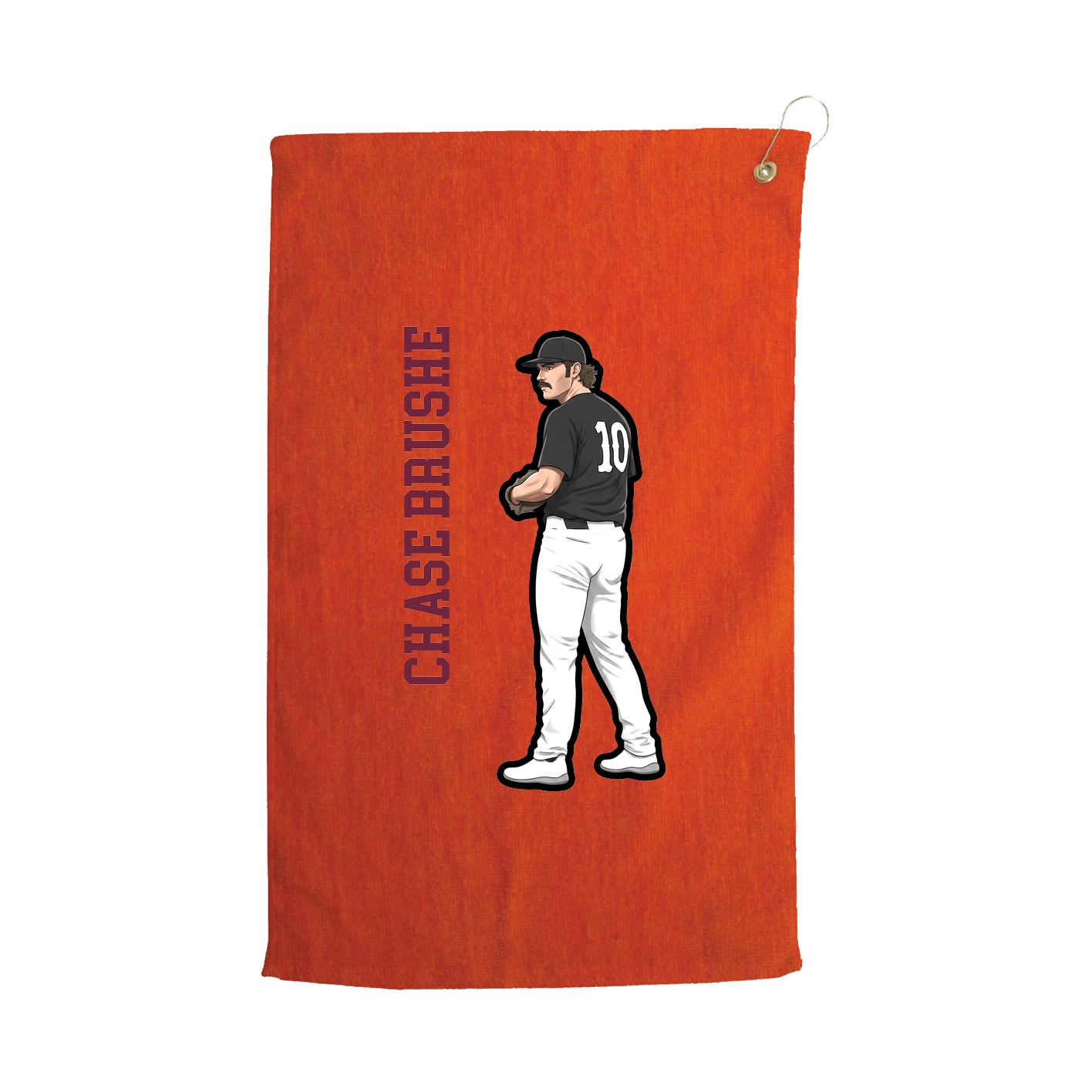 Golf Towel — Name Vertical in Orange