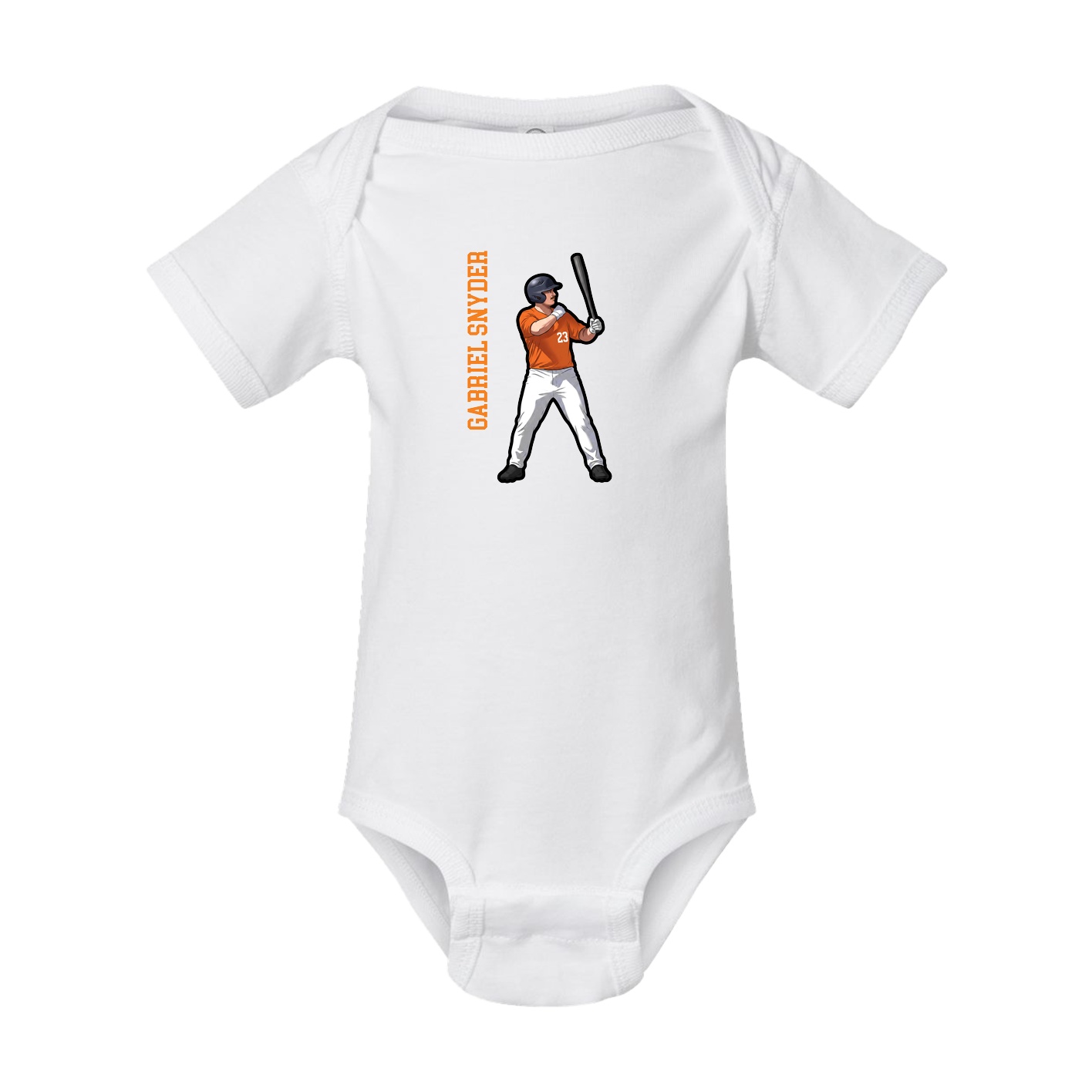 Baby Onesie — Name Vertical in White
