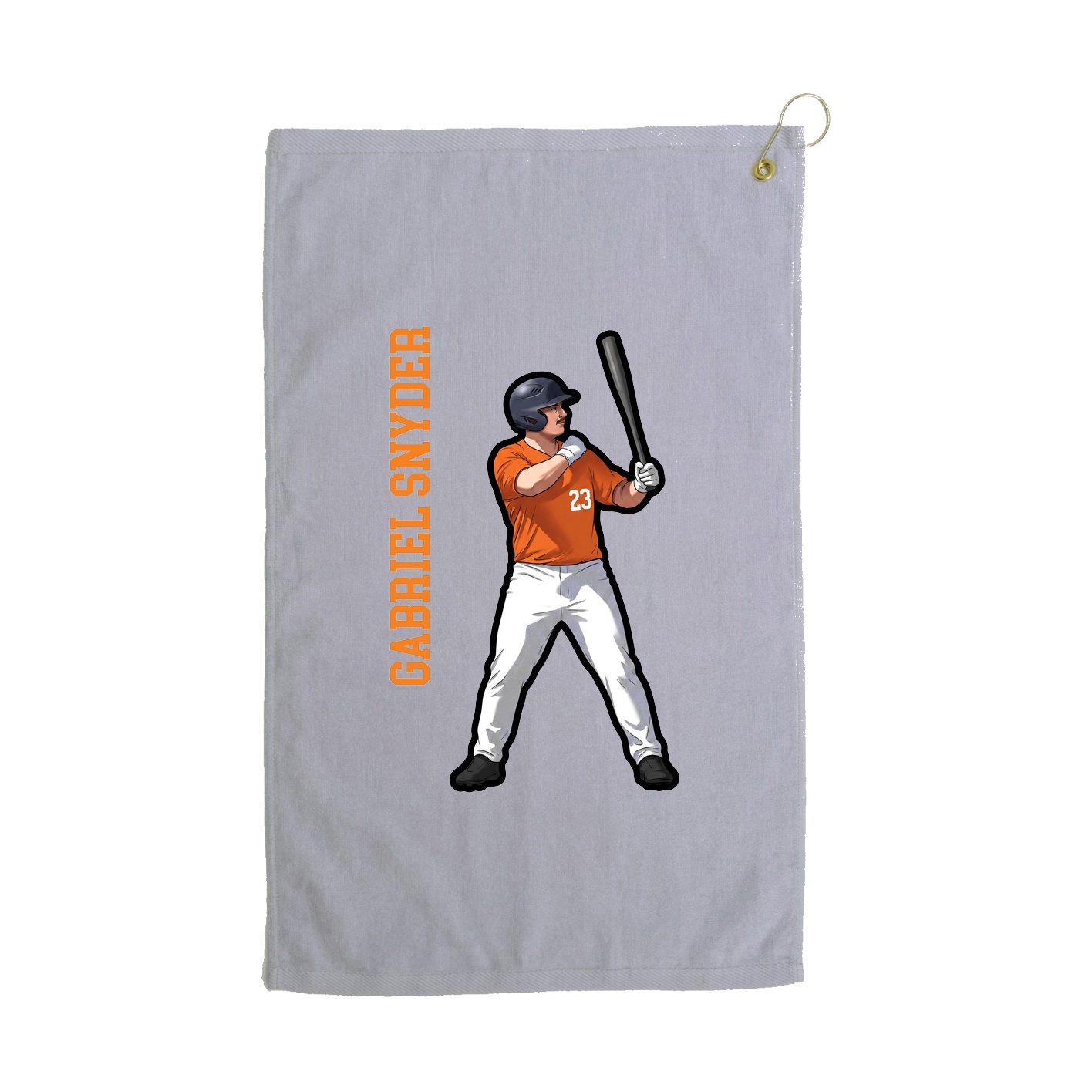 Golf Towel — Name Vertical in Grey