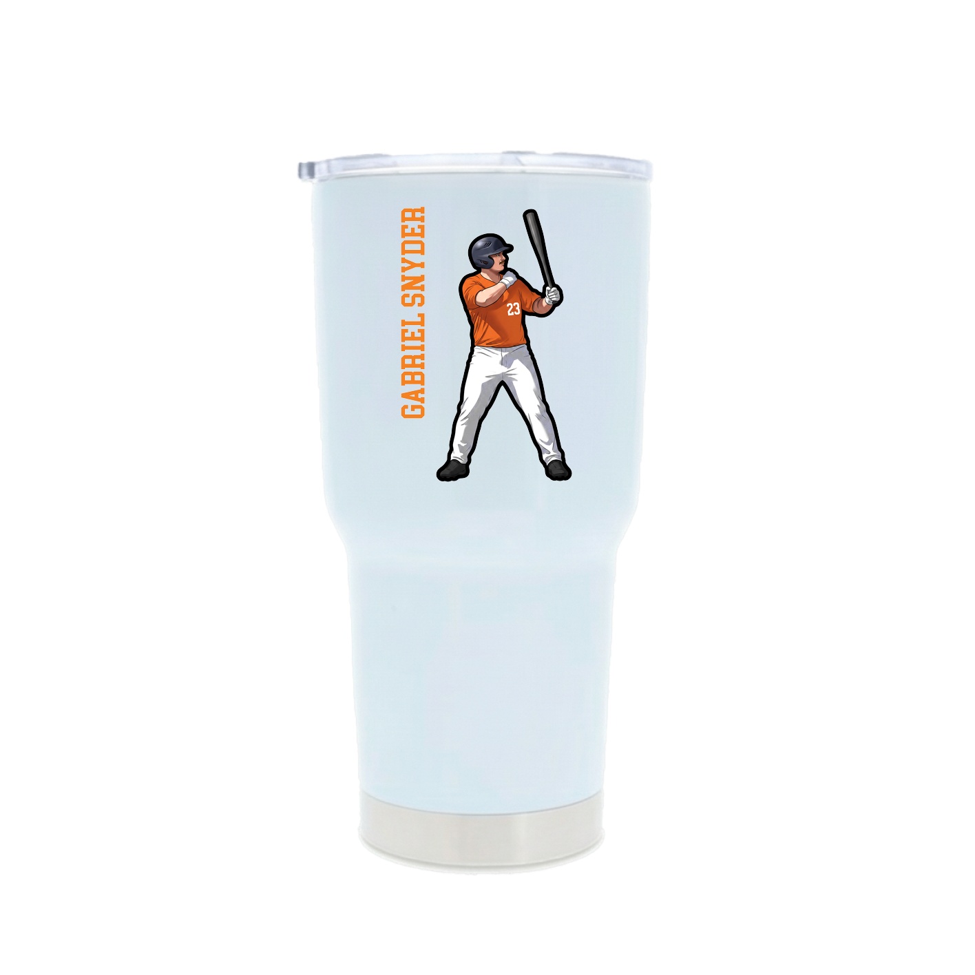 30oz Stainless Steel Tumbler — Name Vertical in White