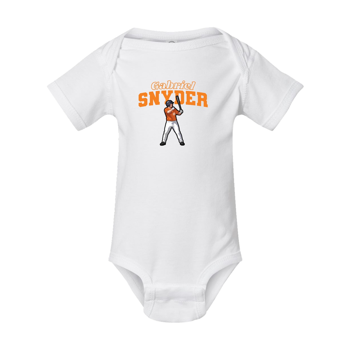 Baby Onesie — Name Arch in White