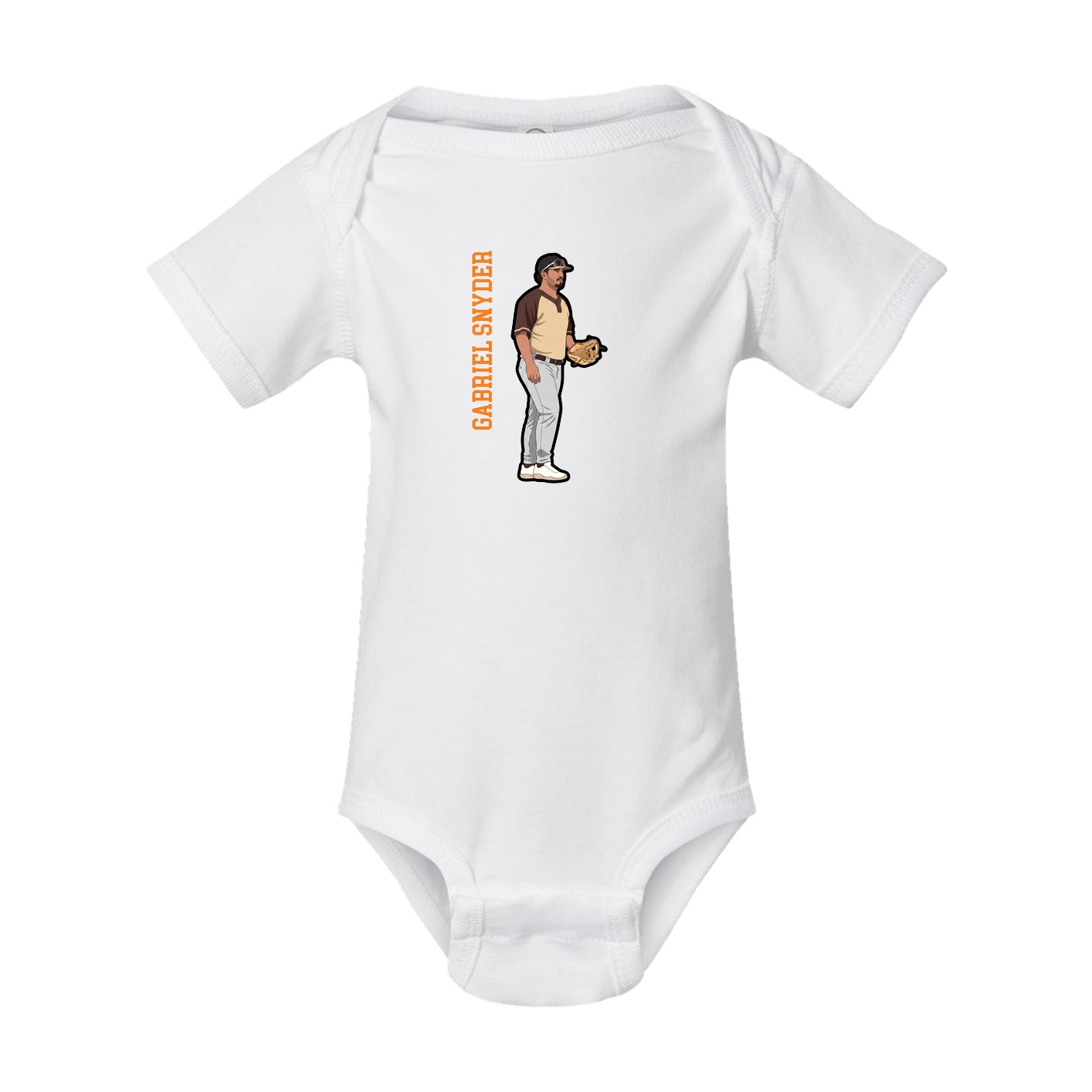 Baby Onesie — Name Vertical in White
