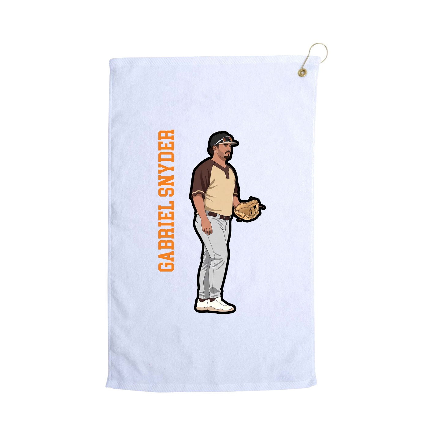 Golf Towel — Name Vertical in White