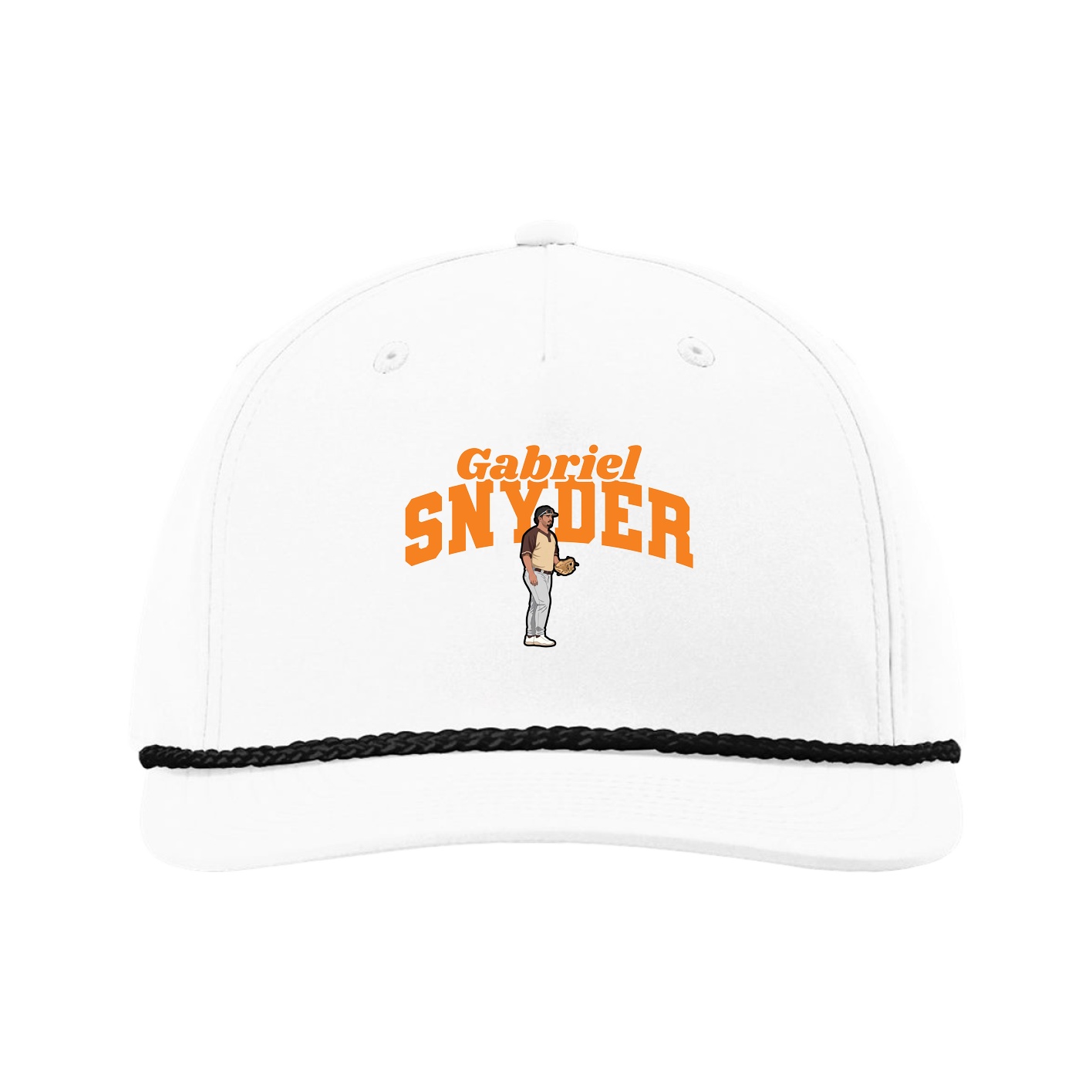 Five-Panel Classic Rope Cap — Signature Arch in White