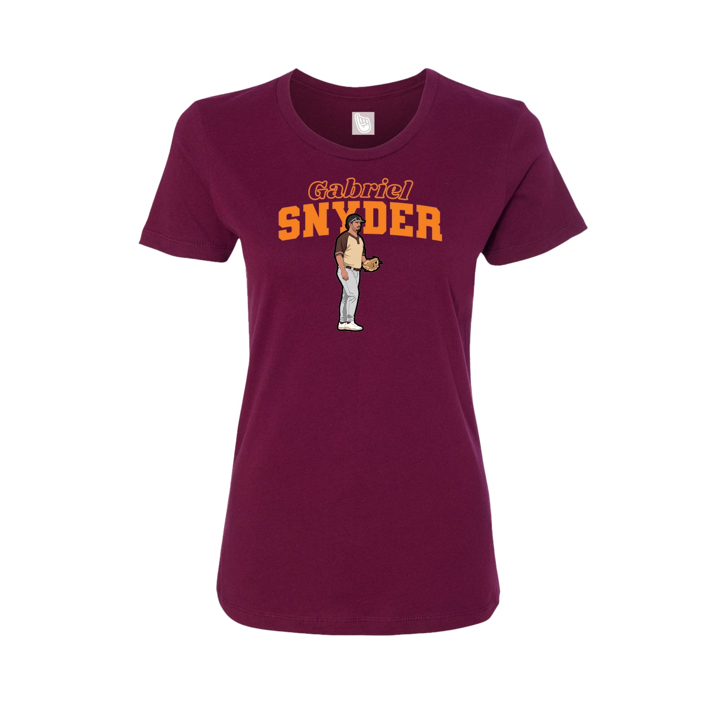 Fitted Women's Tee — Name Arch in Maroon