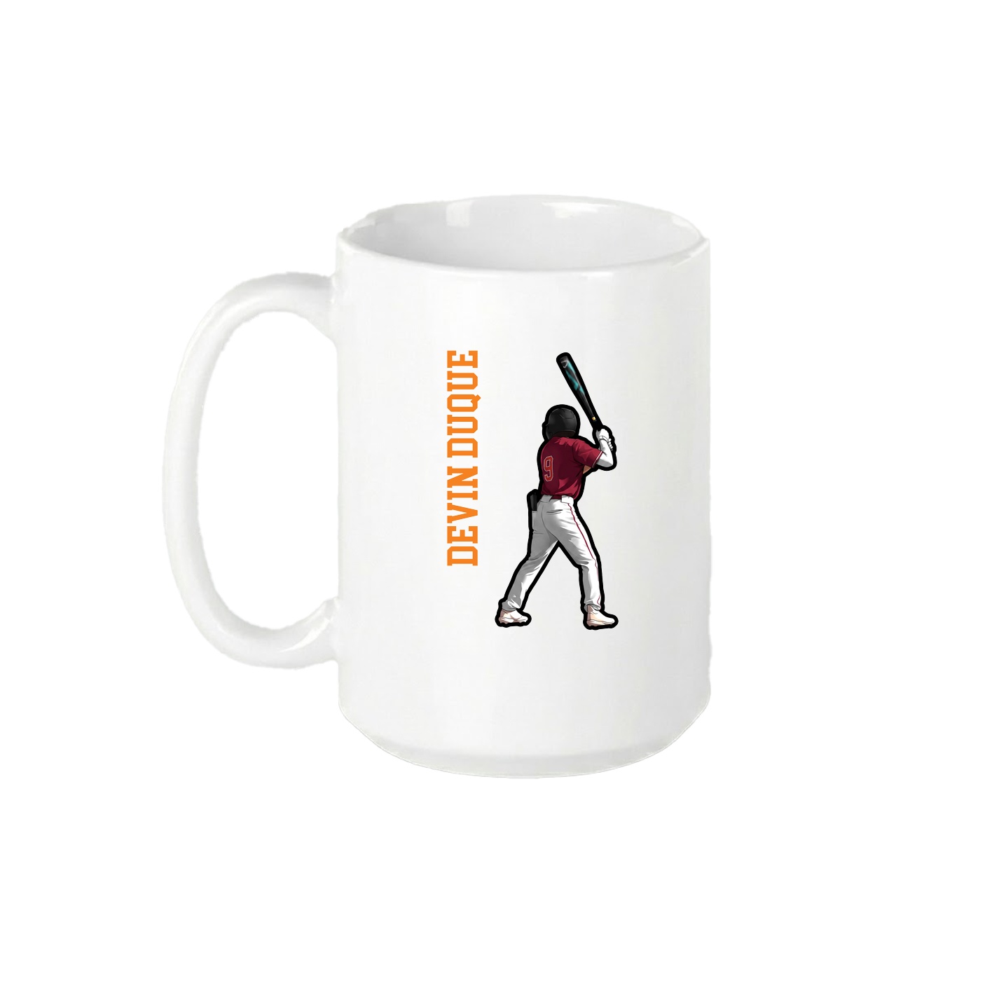 15oz Coffee Mug — Name Vertical in White