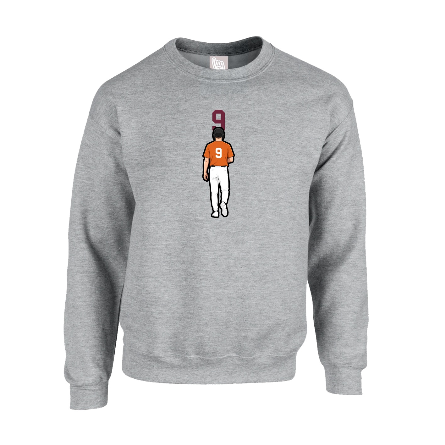 Fleece Crew — Number Top in Grey