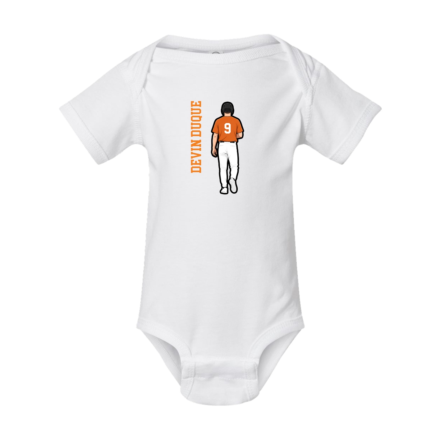 Baby Onesie — Name Vertical in White