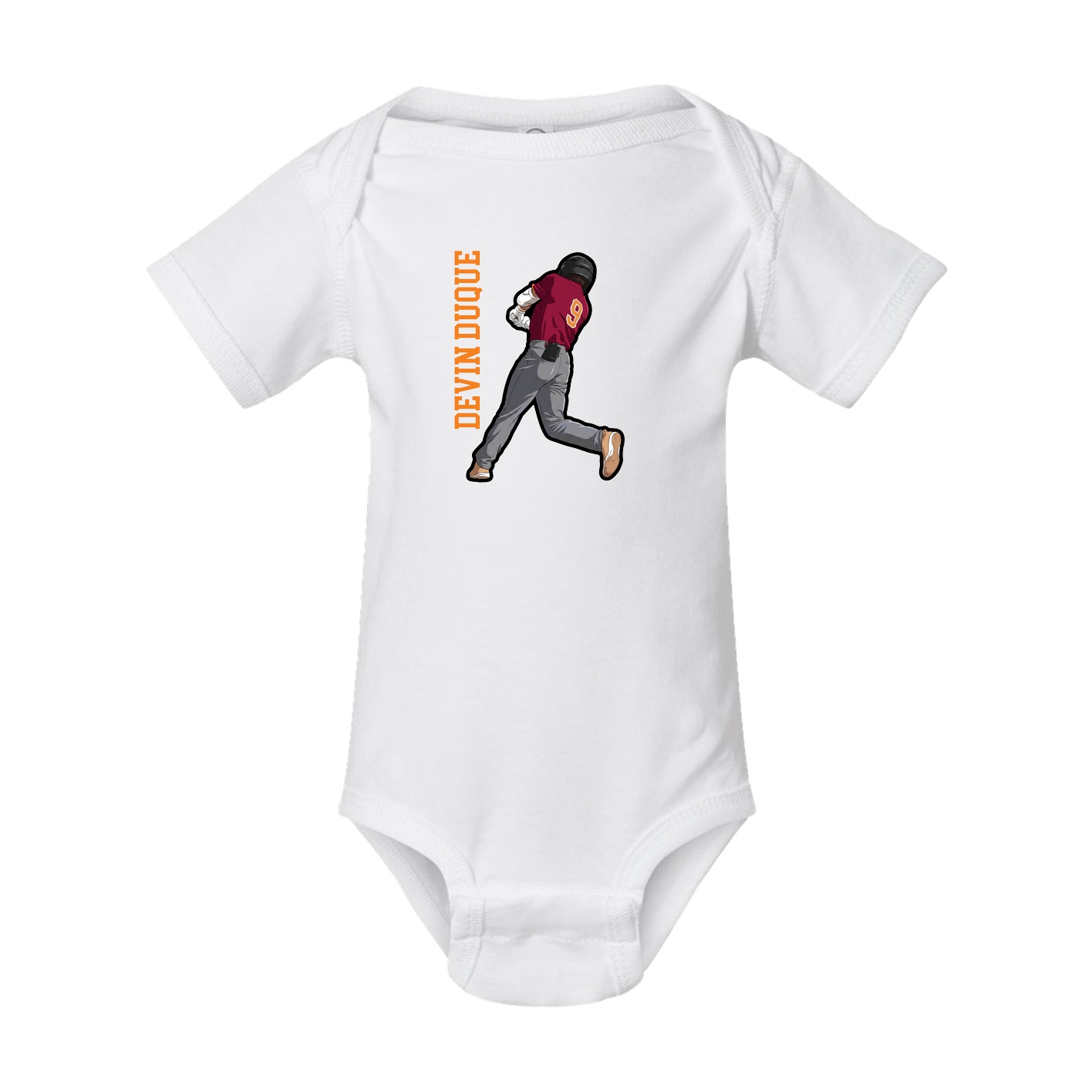 Baby Onesie — Name Vertical in White