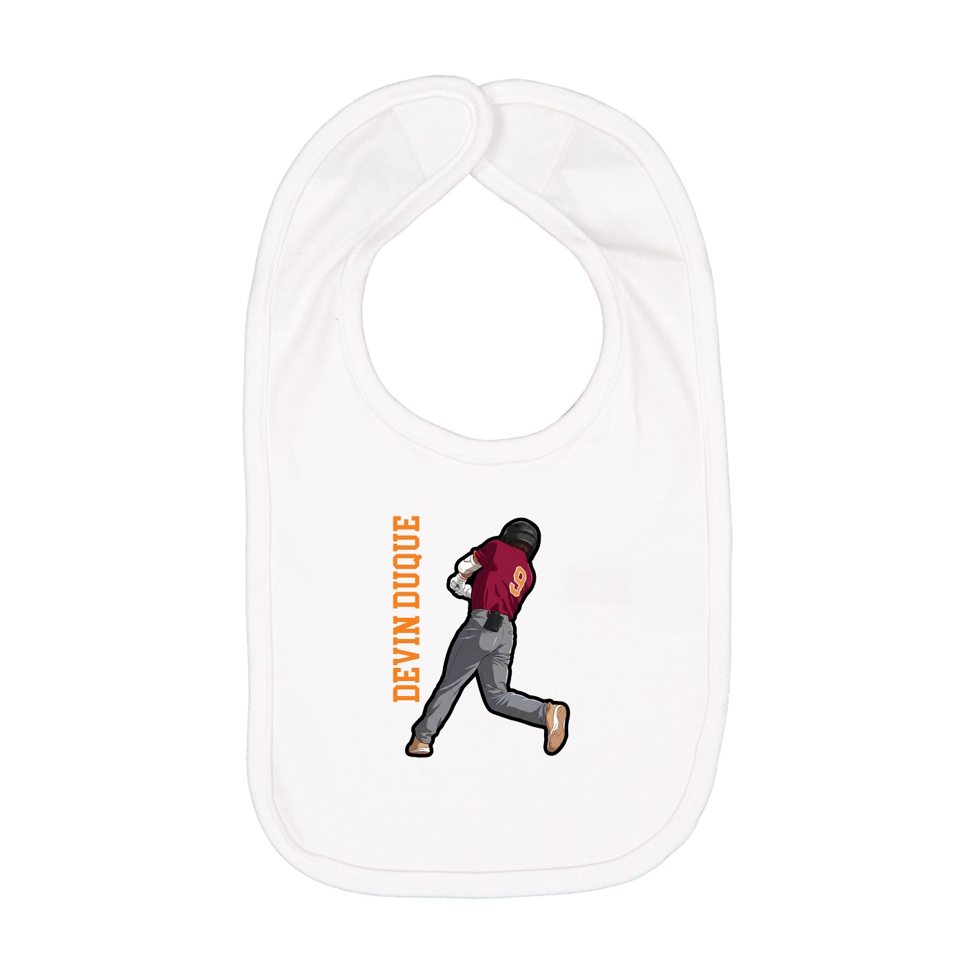Infant Bib — Name Vertical in White