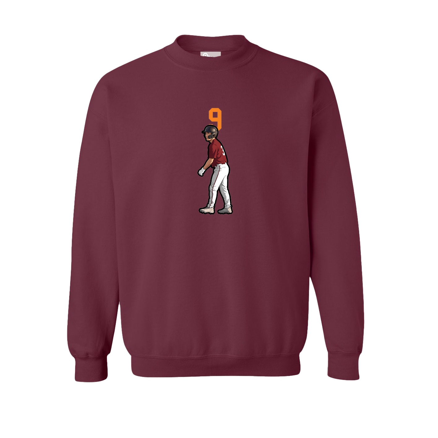 Fleece Crew — Number Top in Maroon