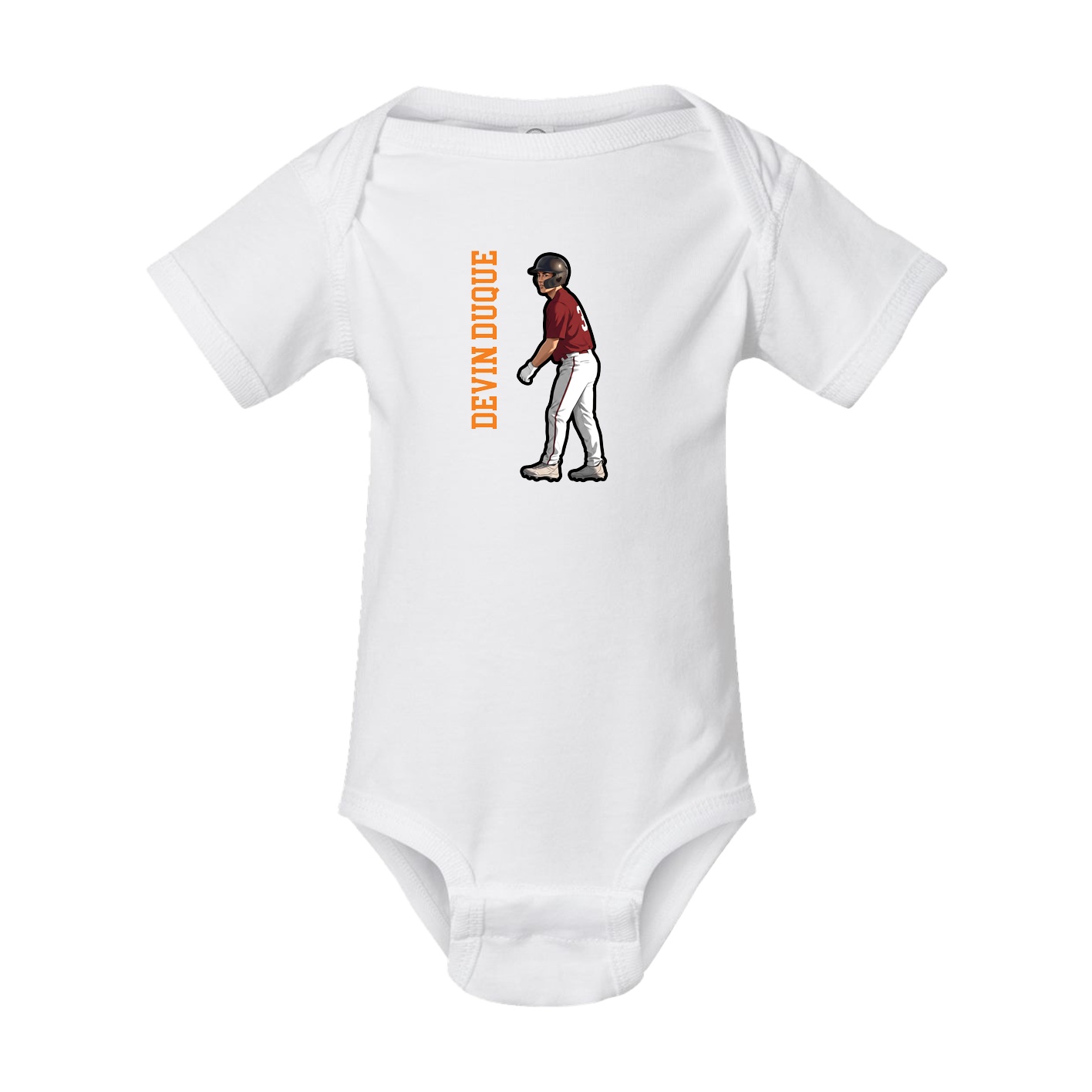 Baby Onesie — Name Vertical in White