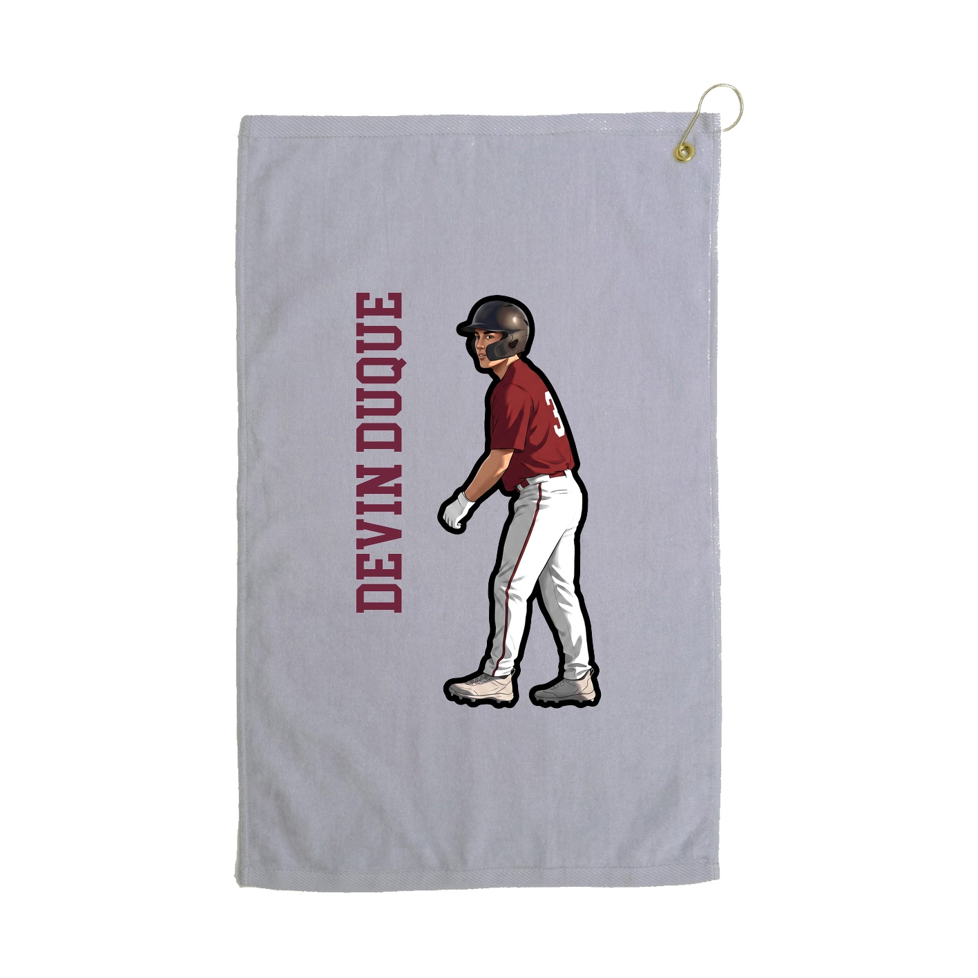 Golf Towel — Name Vertical in Grey