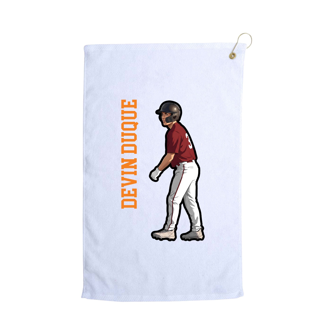 Golf Towel — Name Vertical in White