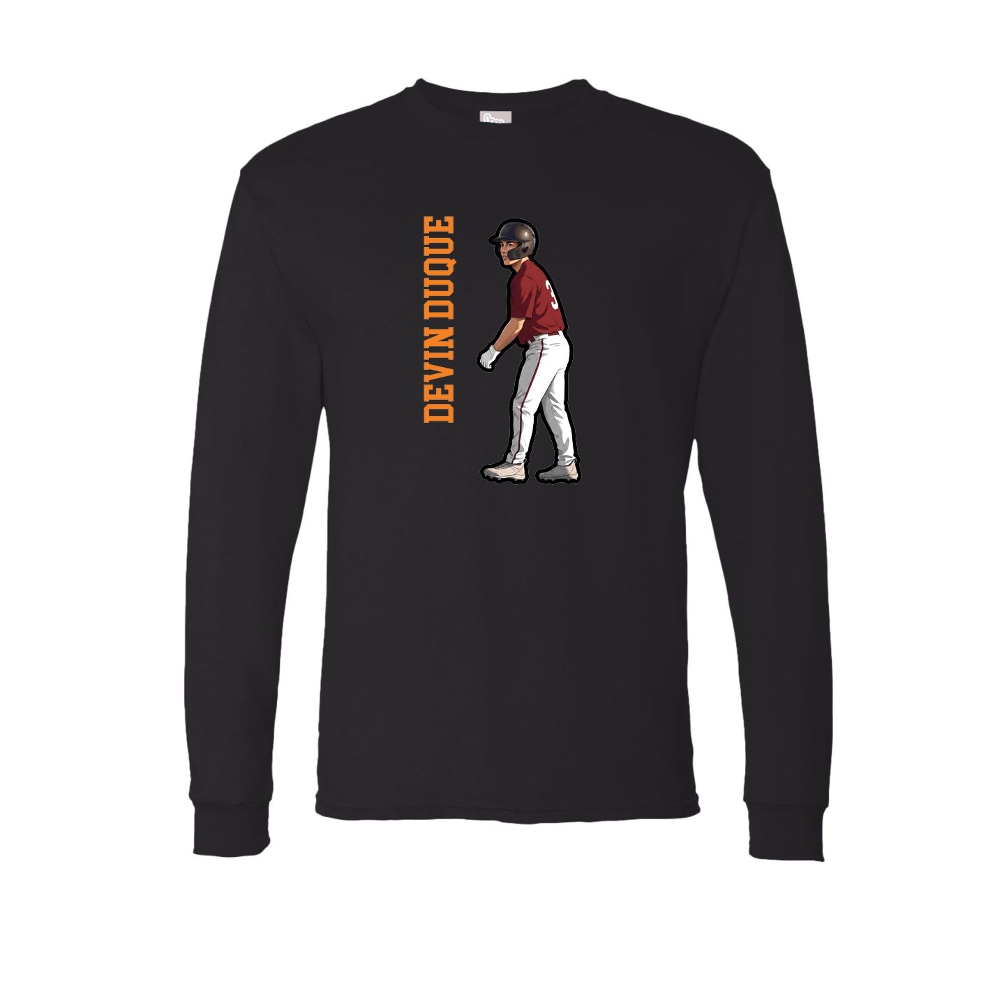Long Sleeve Tee — Name Vertical in Black