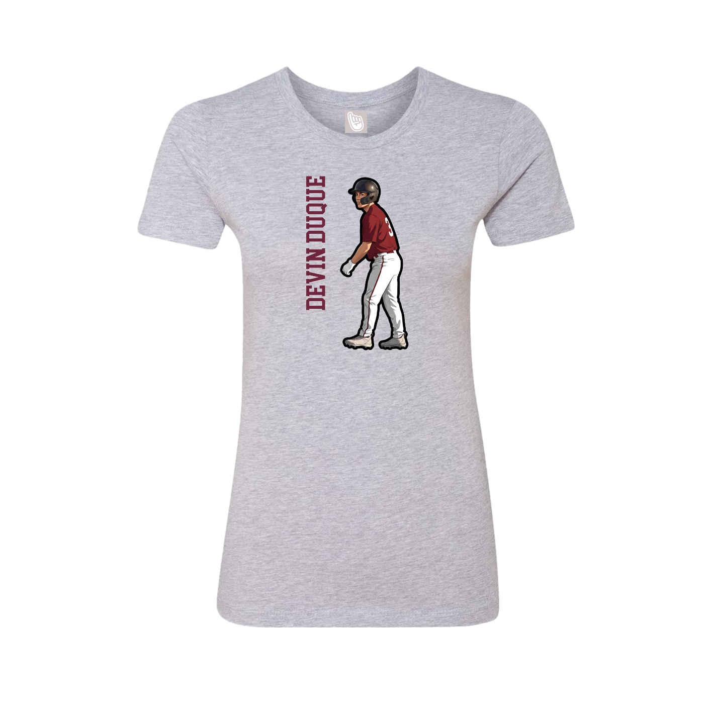 Womens Tee — Name Vertical in Grey