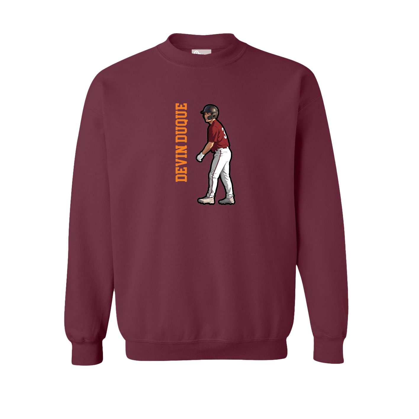 Fleece Crew — Name Vertical in Maroon