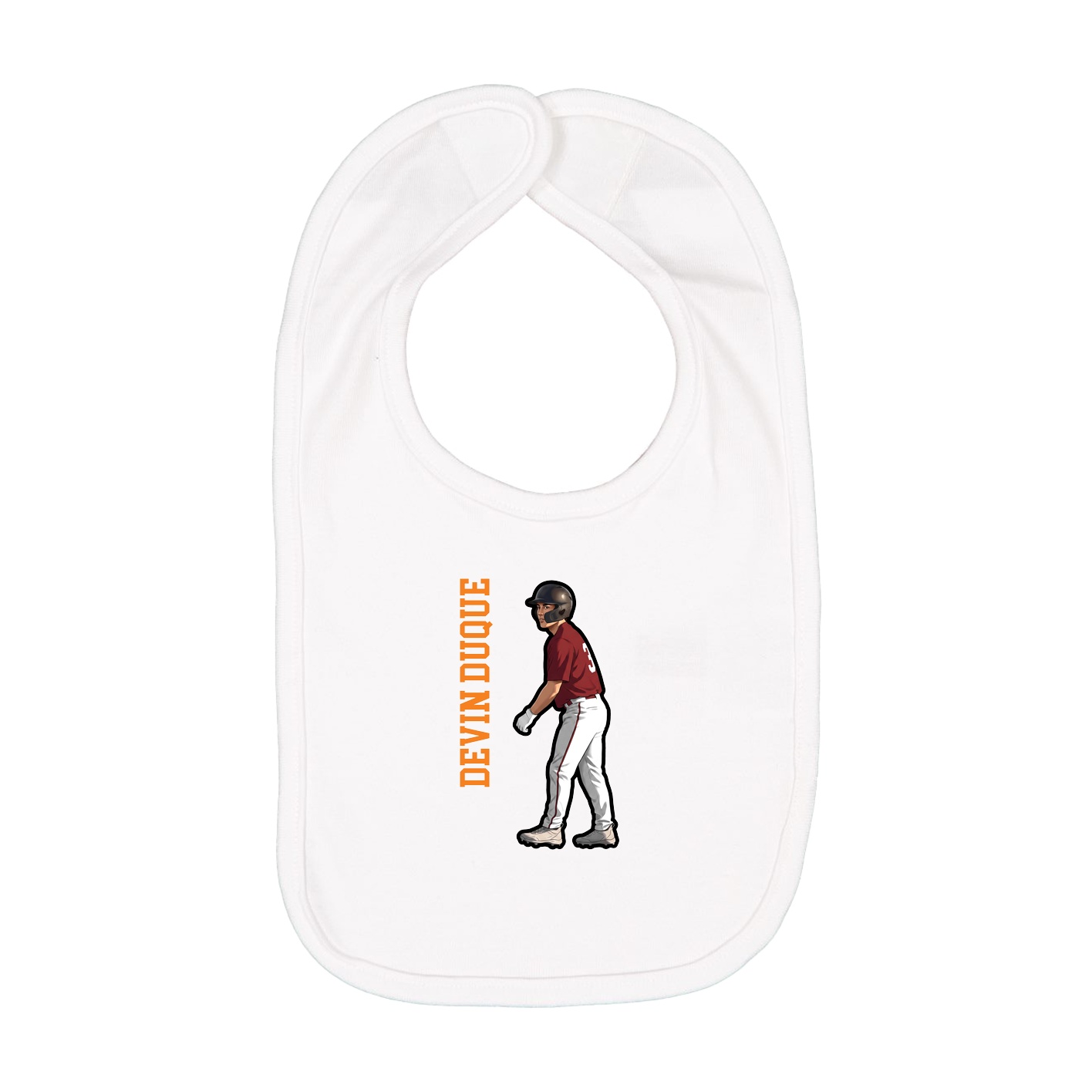 Infant Bib — Name Vertical in White
