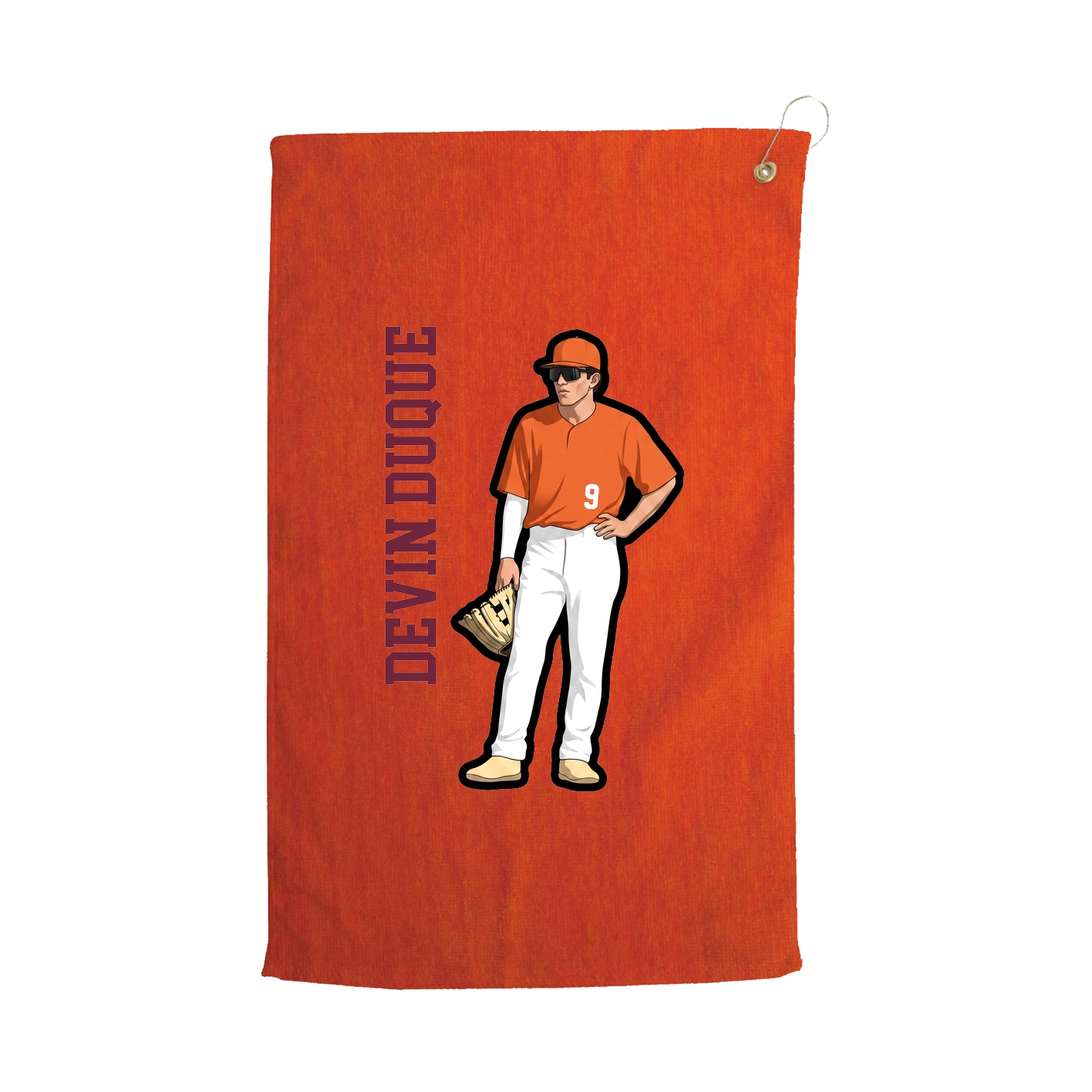 Golf Towel — Name Vertical in Orange