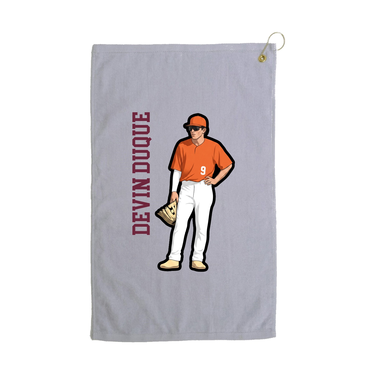 Golf Towel — Name Vertical in Grey