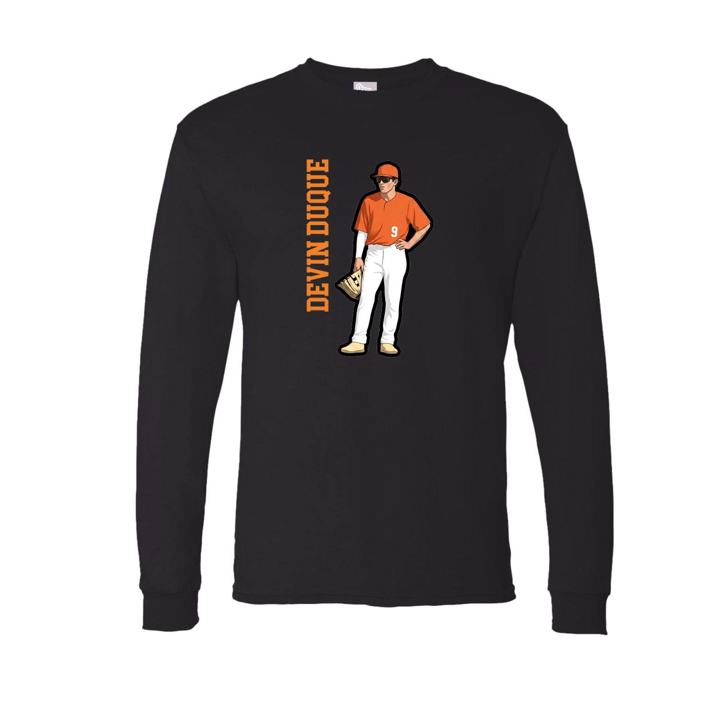 Long Sleeve Tee — Name Vertical in Black