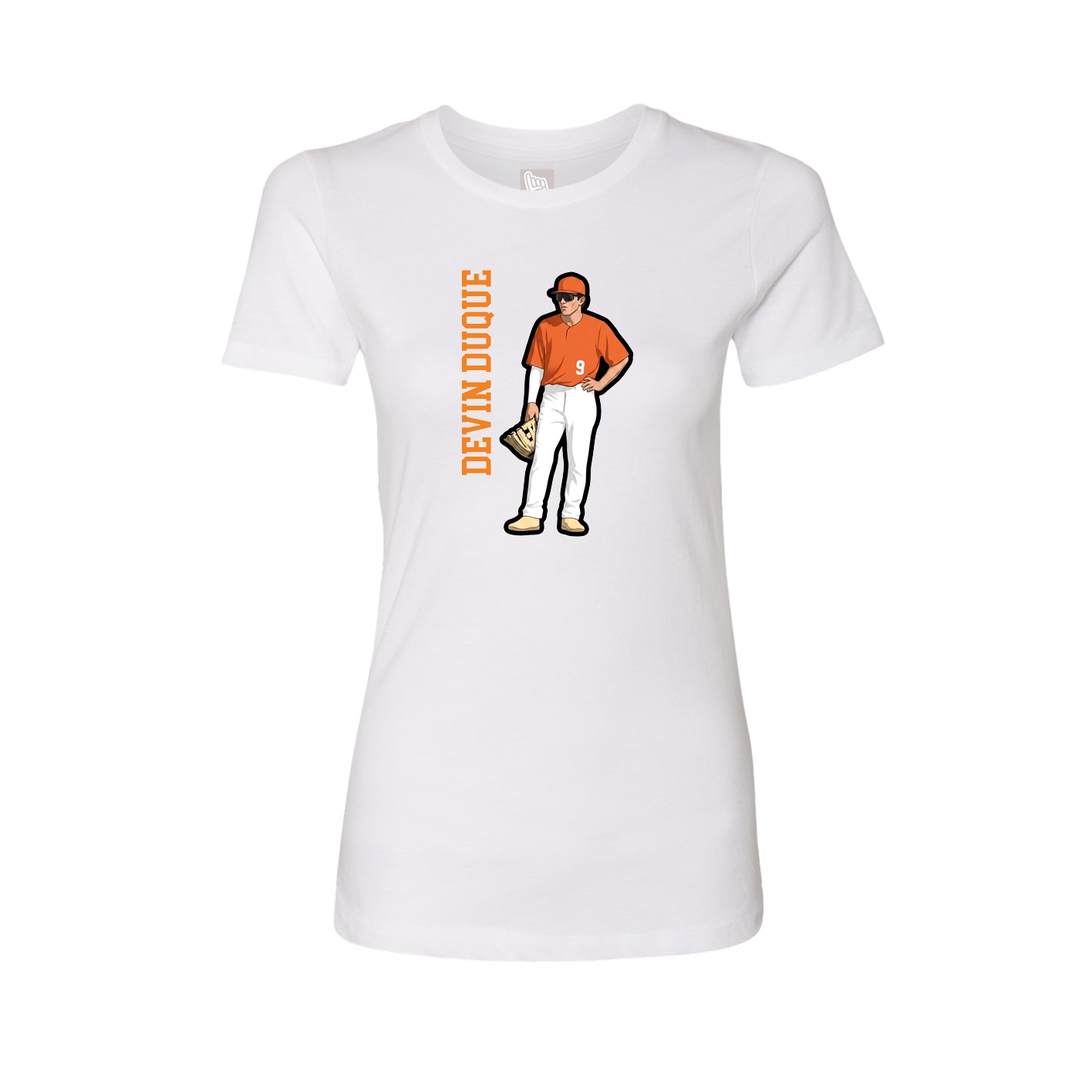 Womens Tee — Name Vertical in White